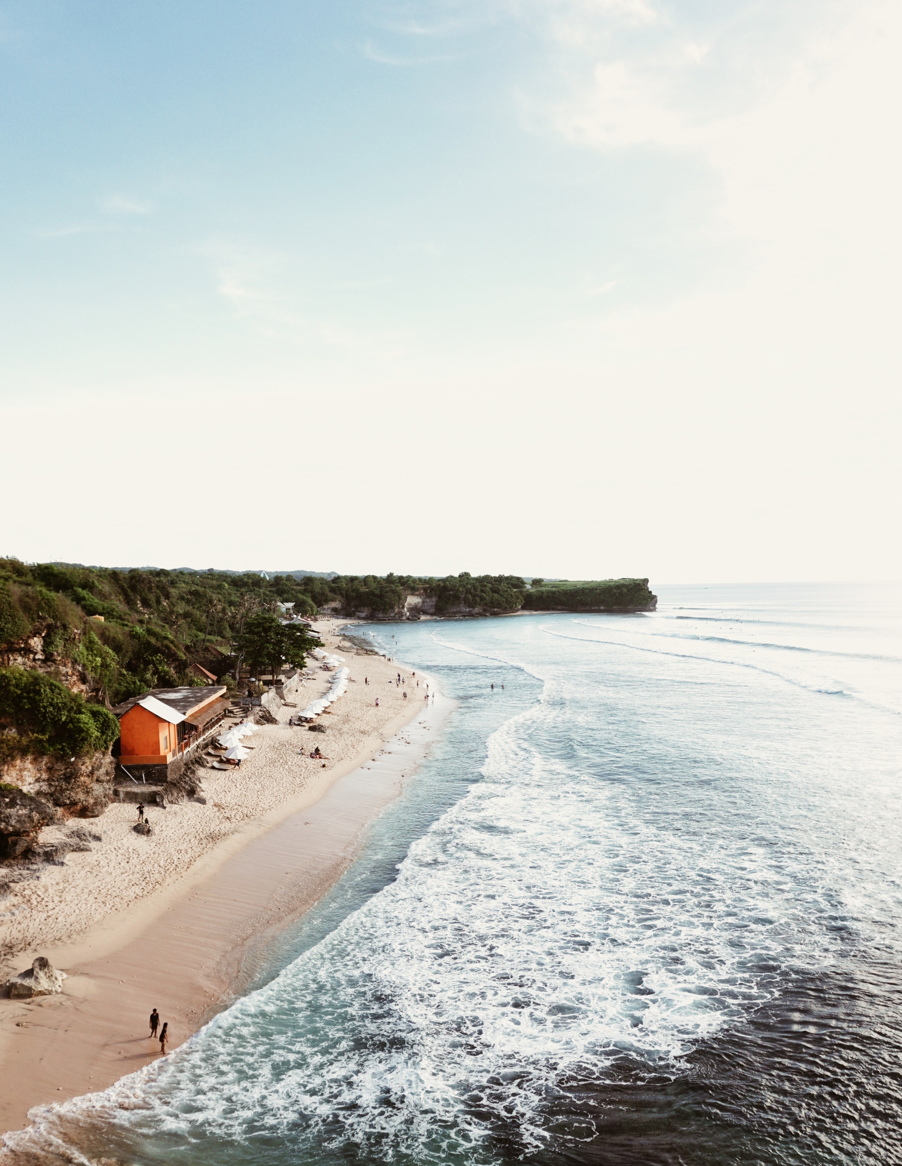 sand beach shoreline with people in bali, drone shoreline 4k, Phone HD Wallpaper