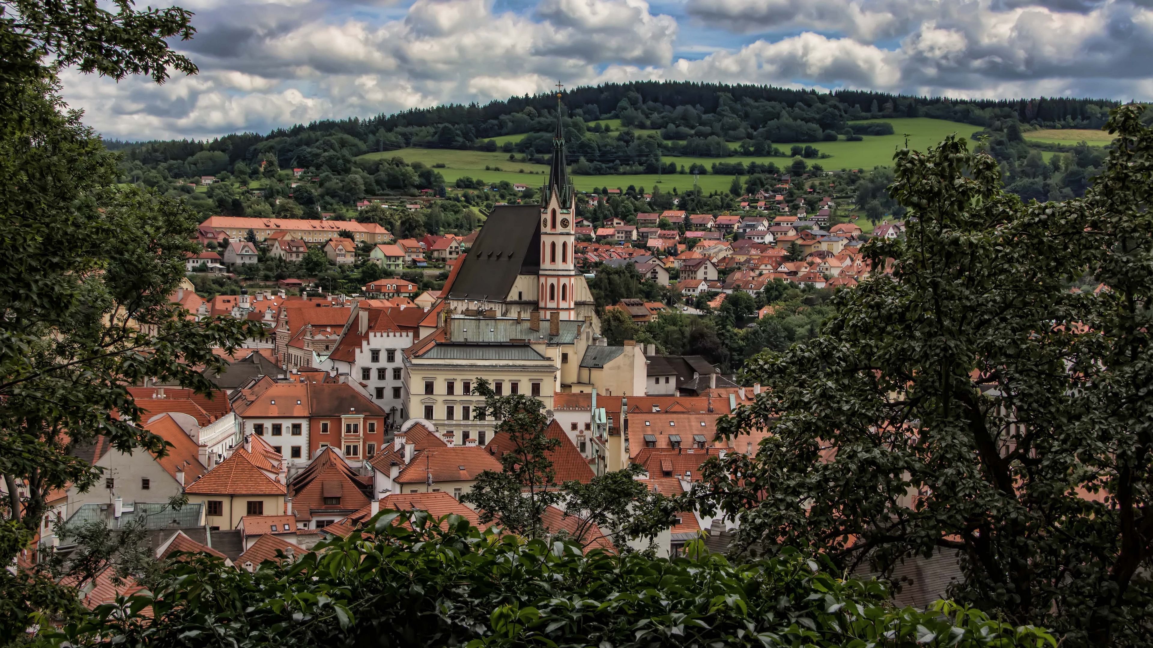 czech republic, buildings, architecture, trees, 4k, HD Wallpaper