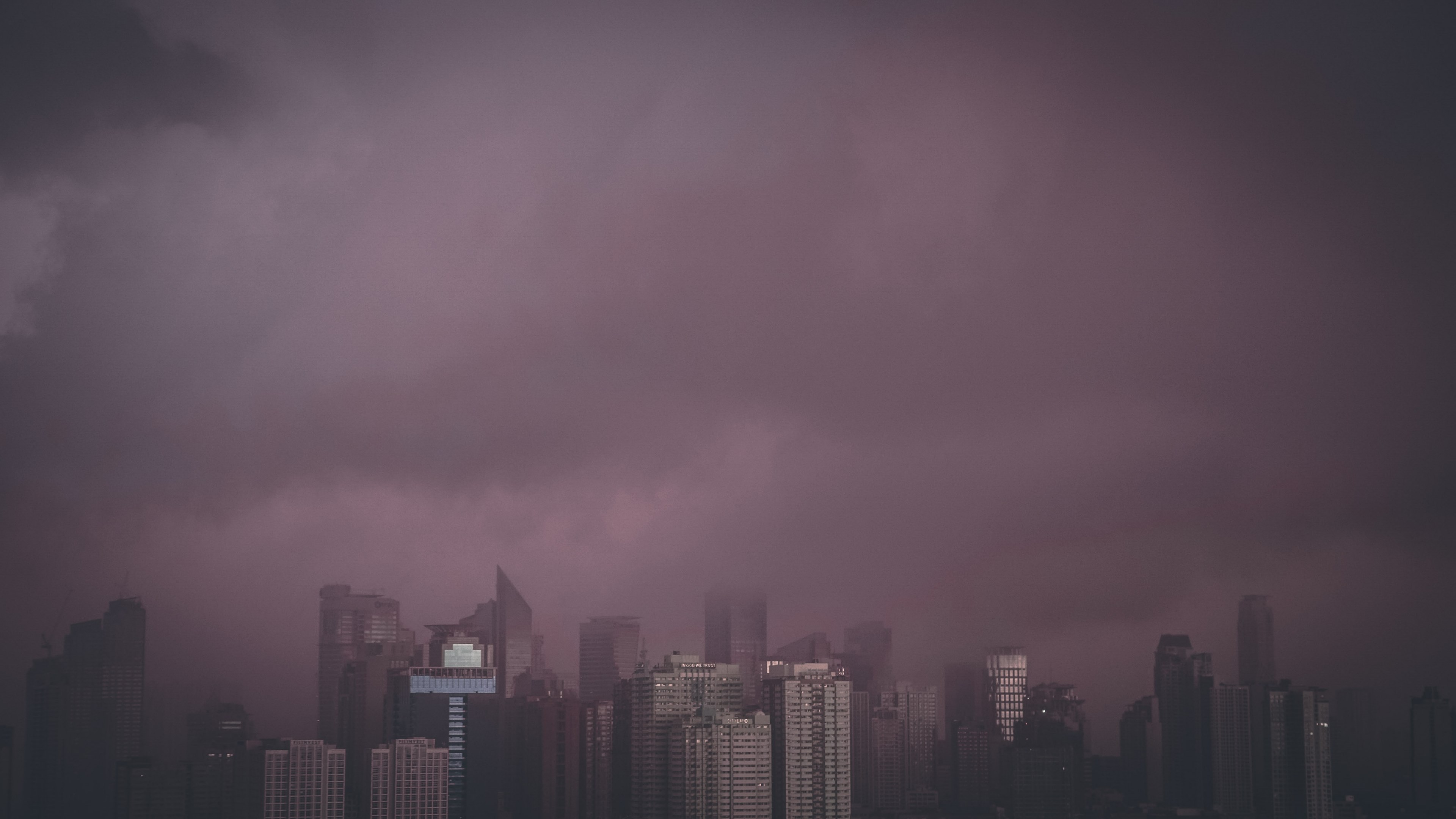 storm city skyline city and cloud 4k, HD Wallpaper