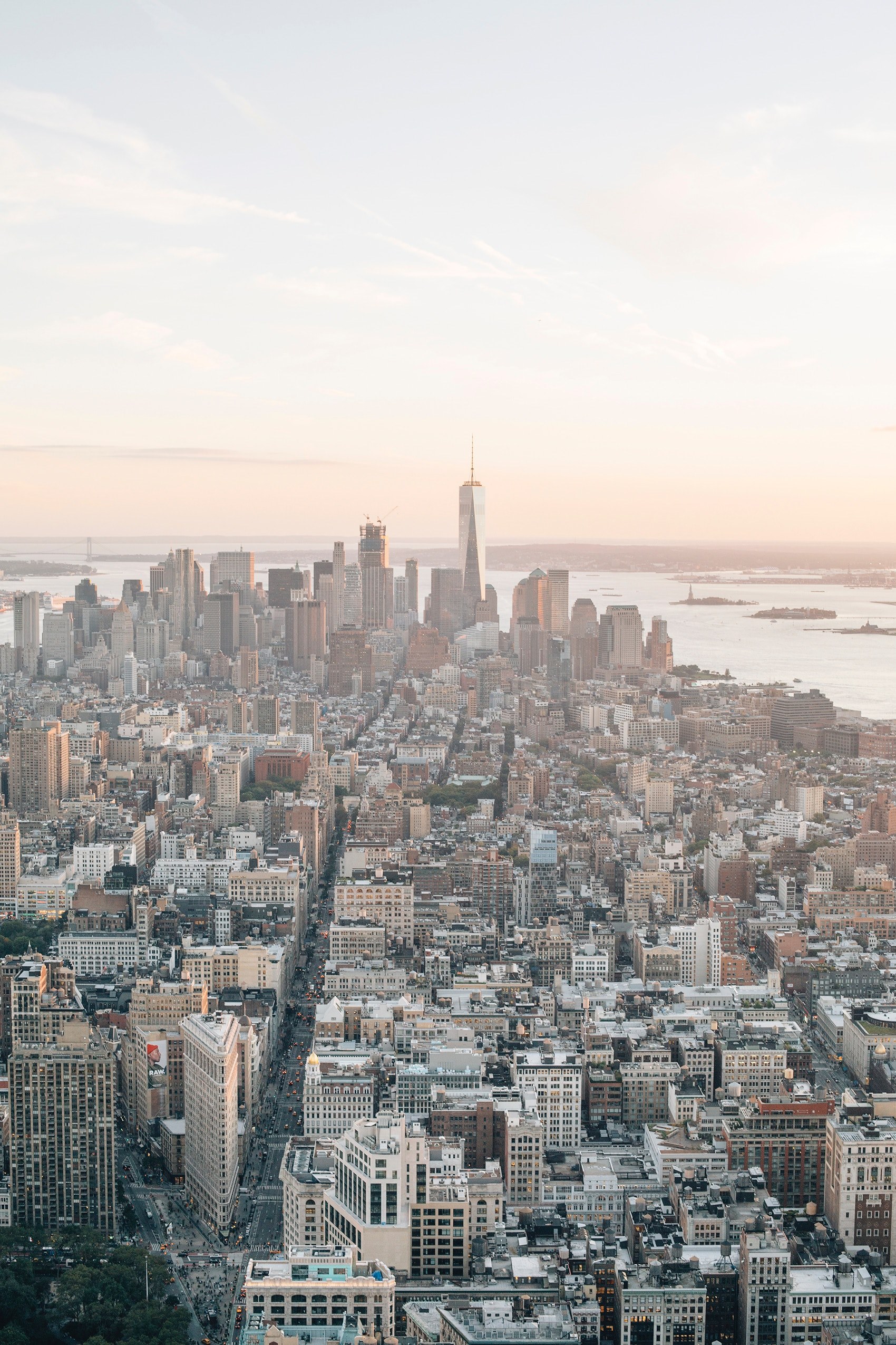 skyline sunset empire state and architecture hd, 4k, Phone HD Wallpaper