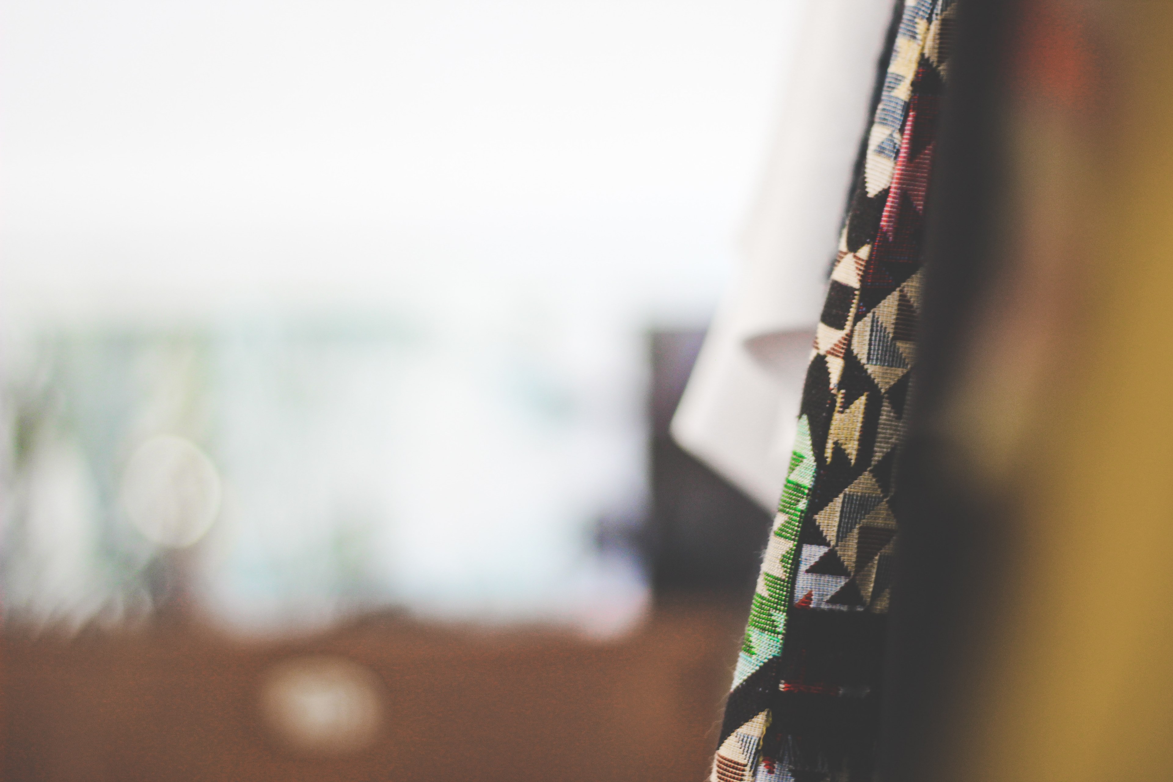 geometric fabric hanging in a clothing shop, fabric in focus 4k, HD Wallpaper