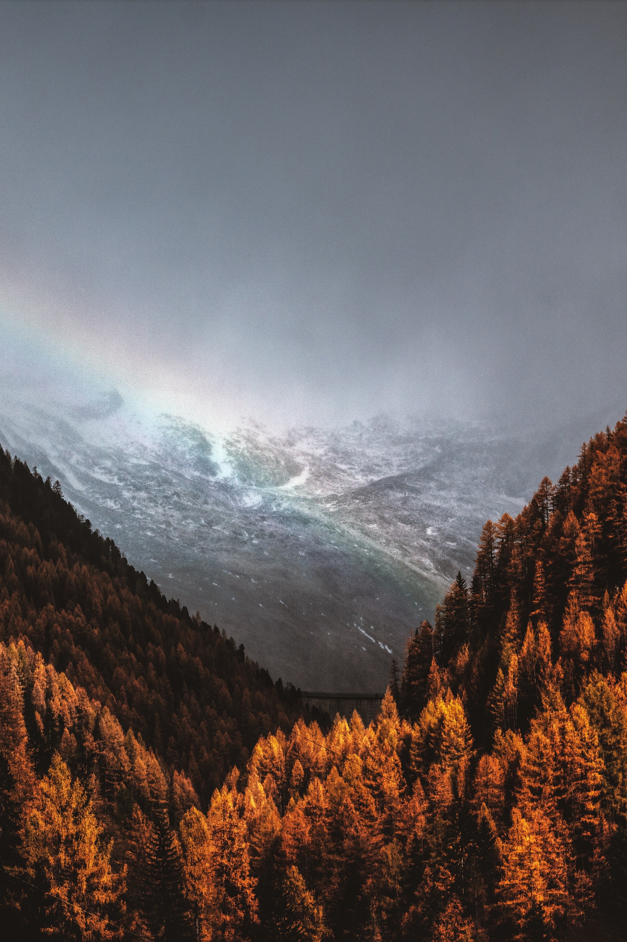 autumnal rainbow 4k, Phone HD Wallpaper