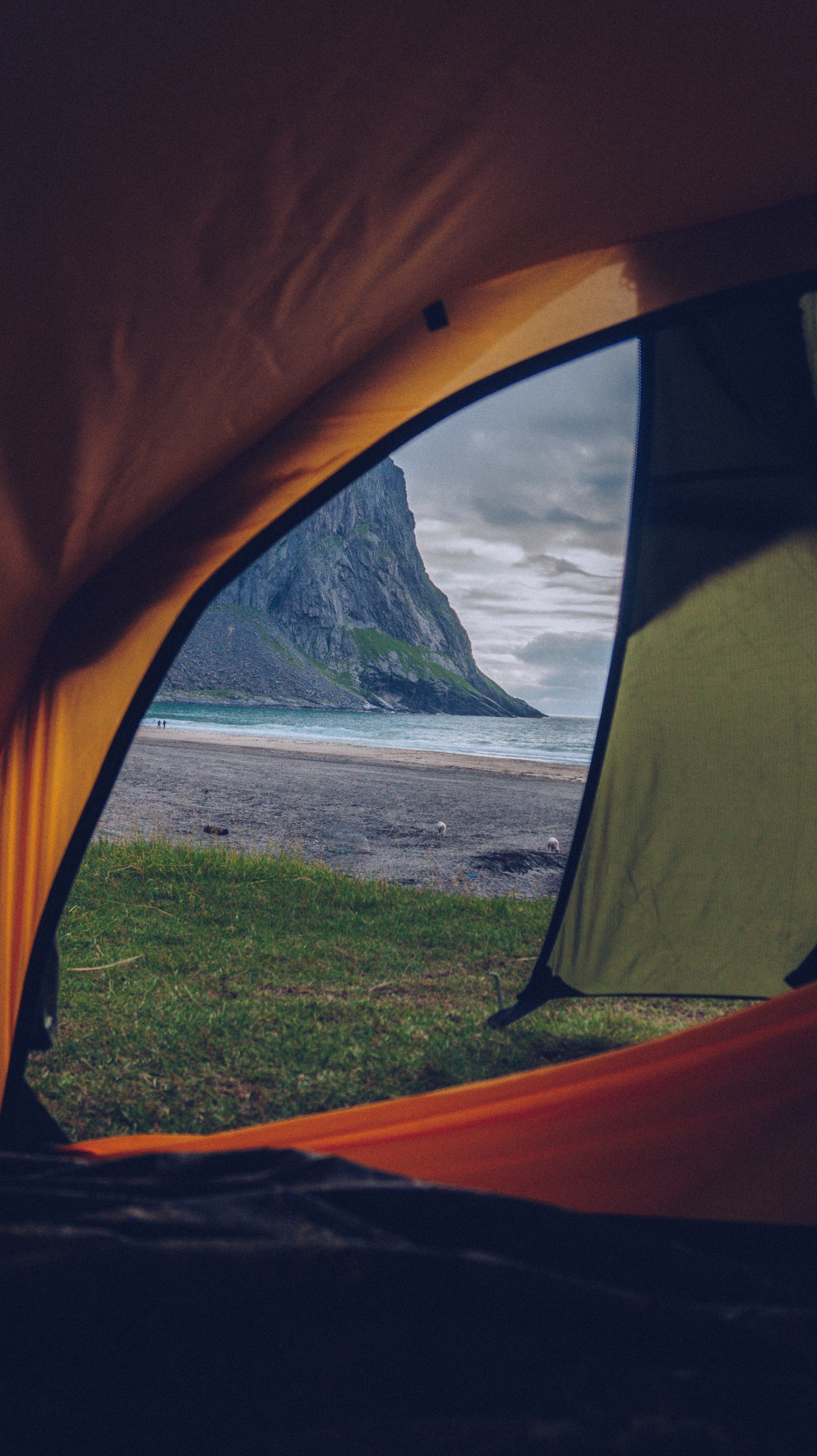 tent tent view camping and seaside hd, 4k, Phone HD Wallpaper