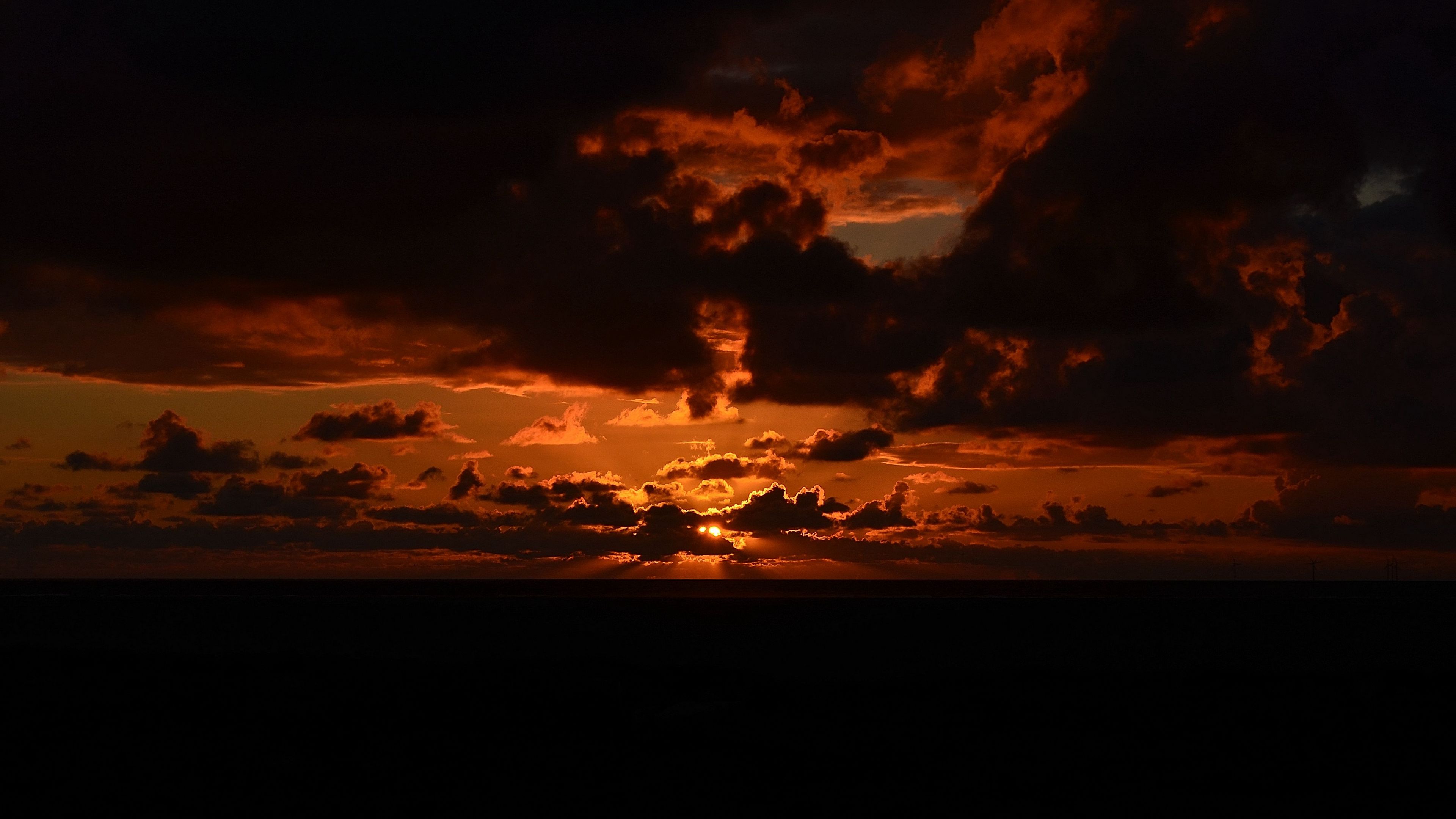 sunset, sky, clouds, night, 4k, HD Wallpaper