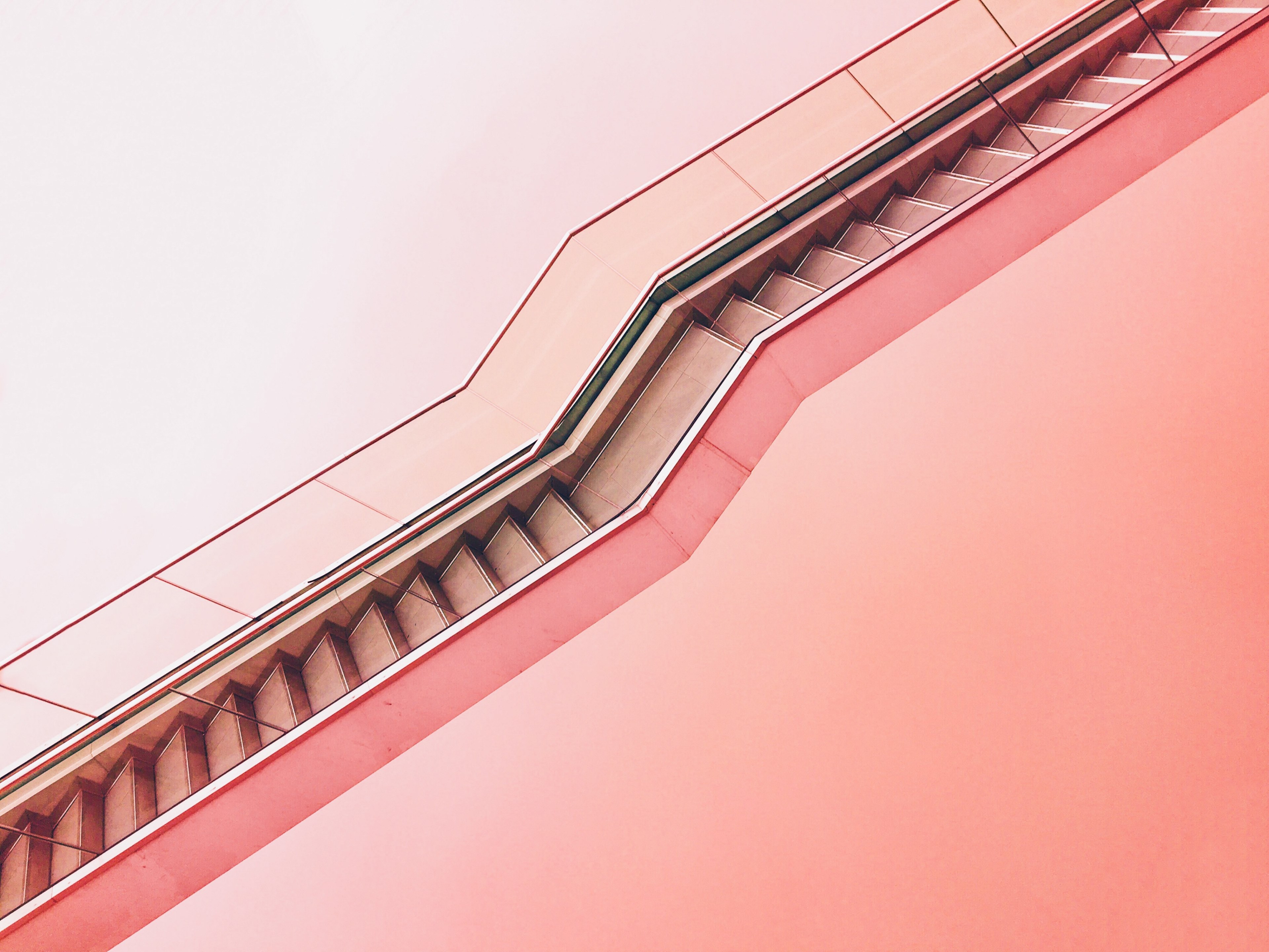 minimalism stair staircase and pink 4k, HD Wallpaper