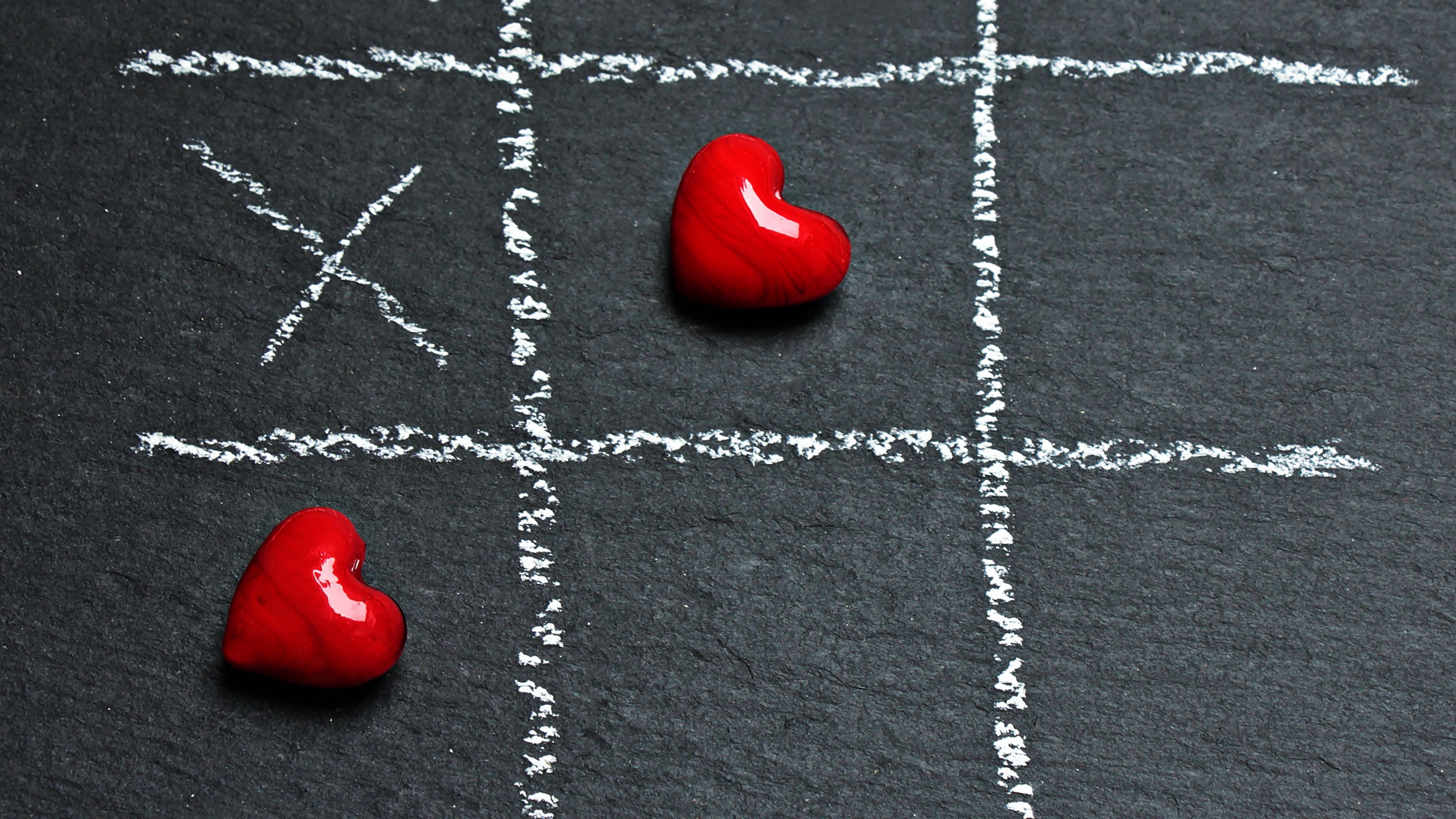 tic tac toe, hearts, cells, 4k, HD Wallpaper