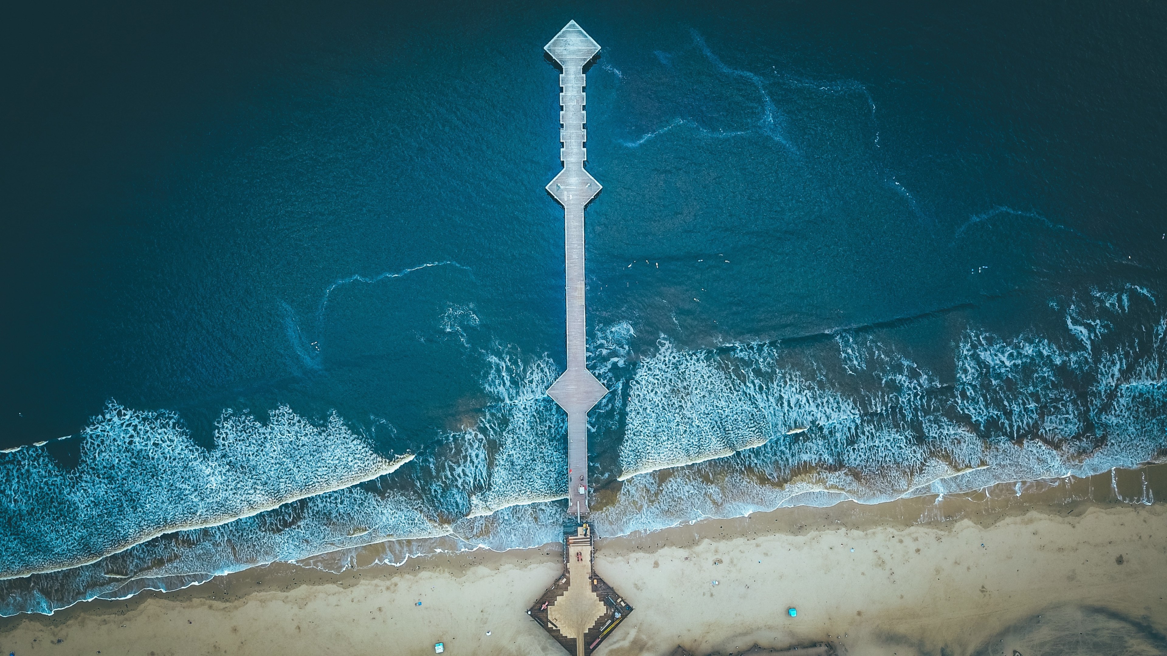 long pismo beach pier at the sand shoreline, pismo beach pier 4k, HD Wallpaper