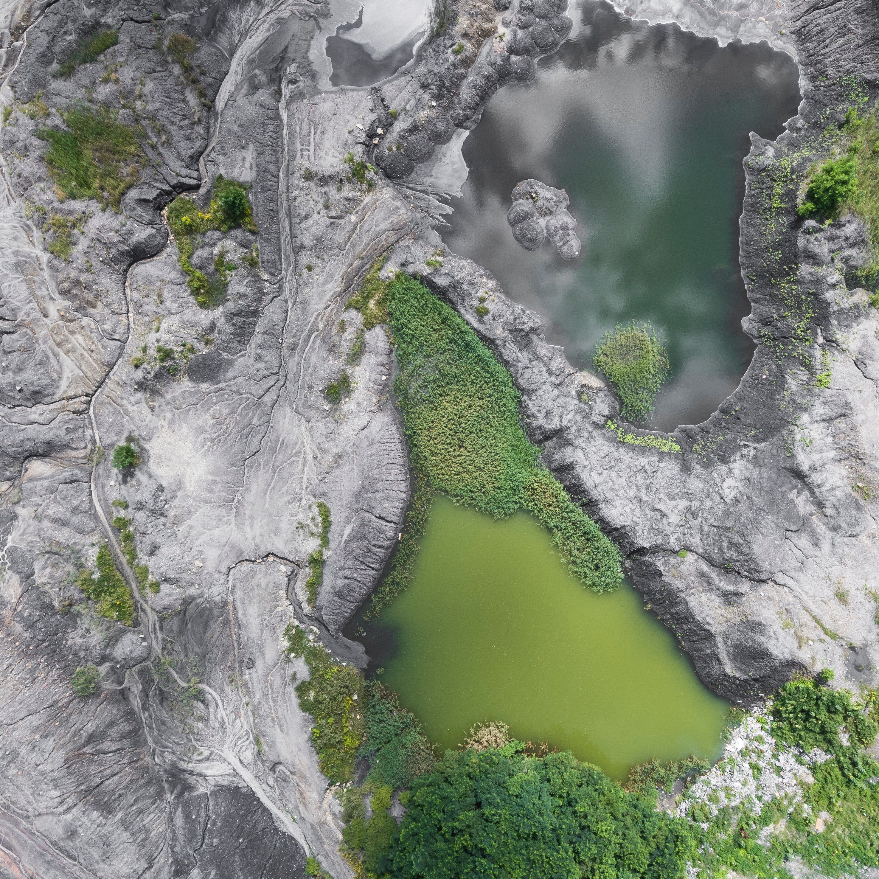 degraded landscape old coal mine in poland_ 4k, HD Wallpaper