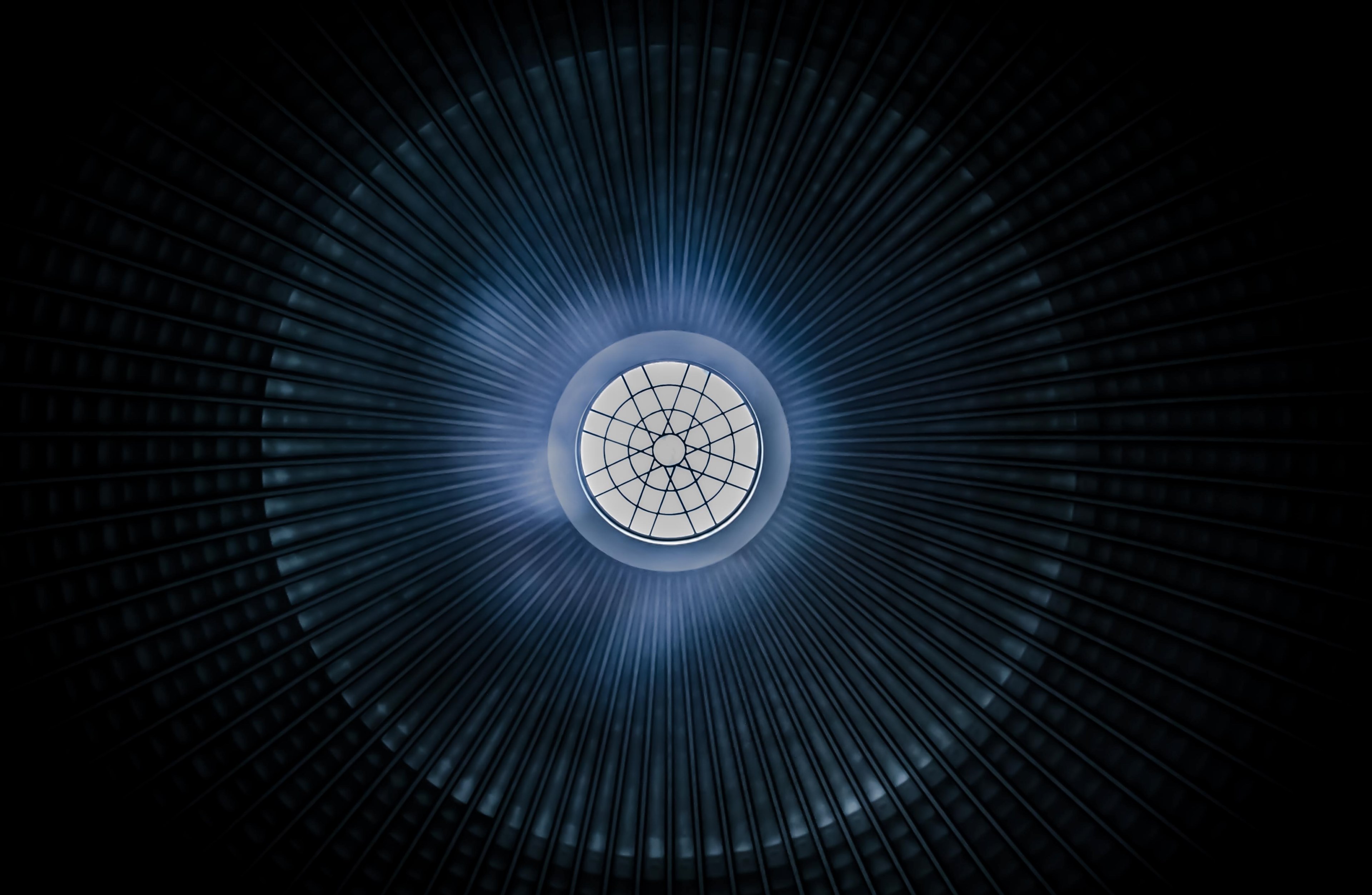 a dim shot of the dome of saint hedwigs cathedral with a bright oculus, concentric lines in a dome 4k, HD Wallpaper