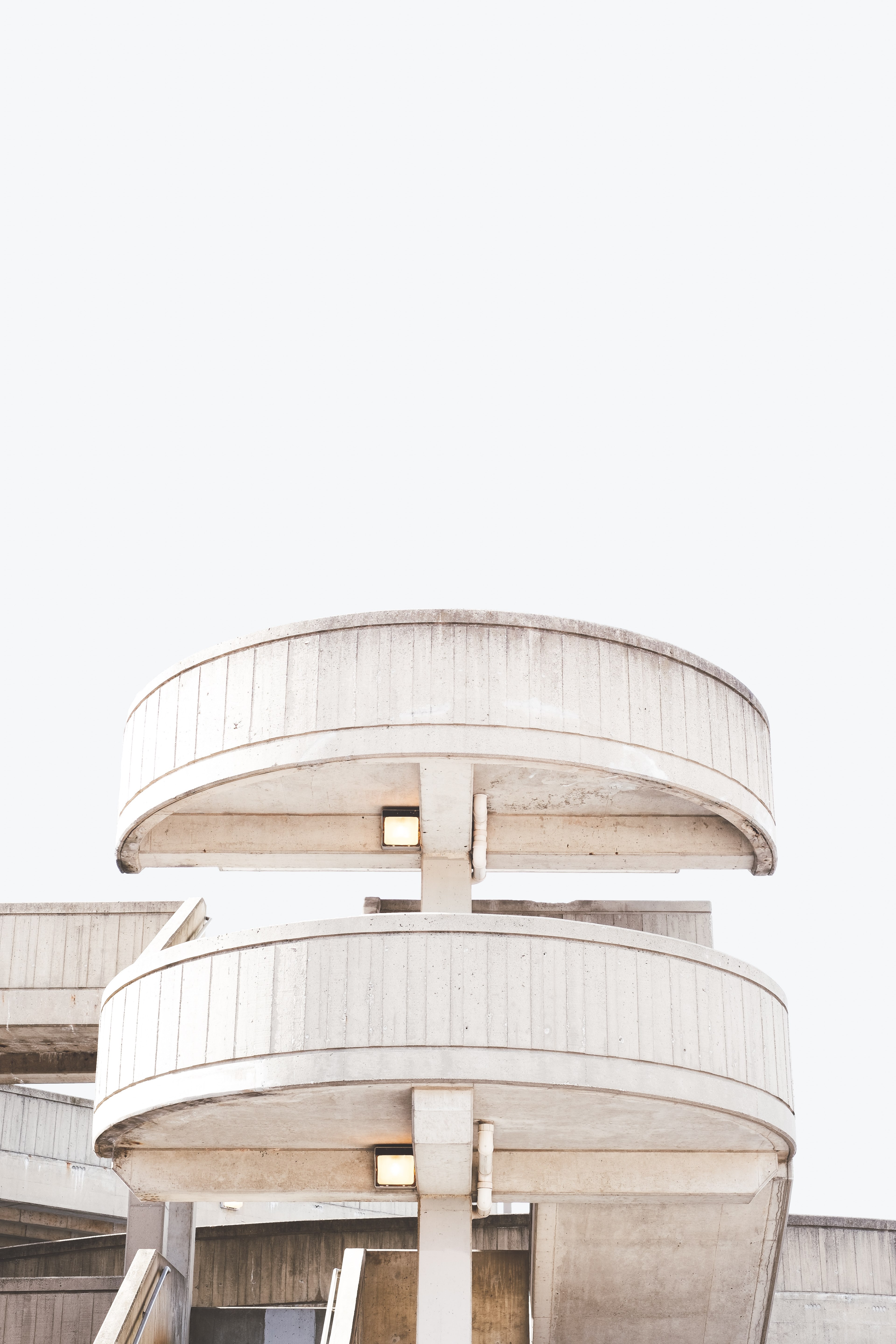 the cylindrical stairwell at a building in cuyahoga falls, stairwell cuyahoga falls 4k, Phone HD Wallpaper