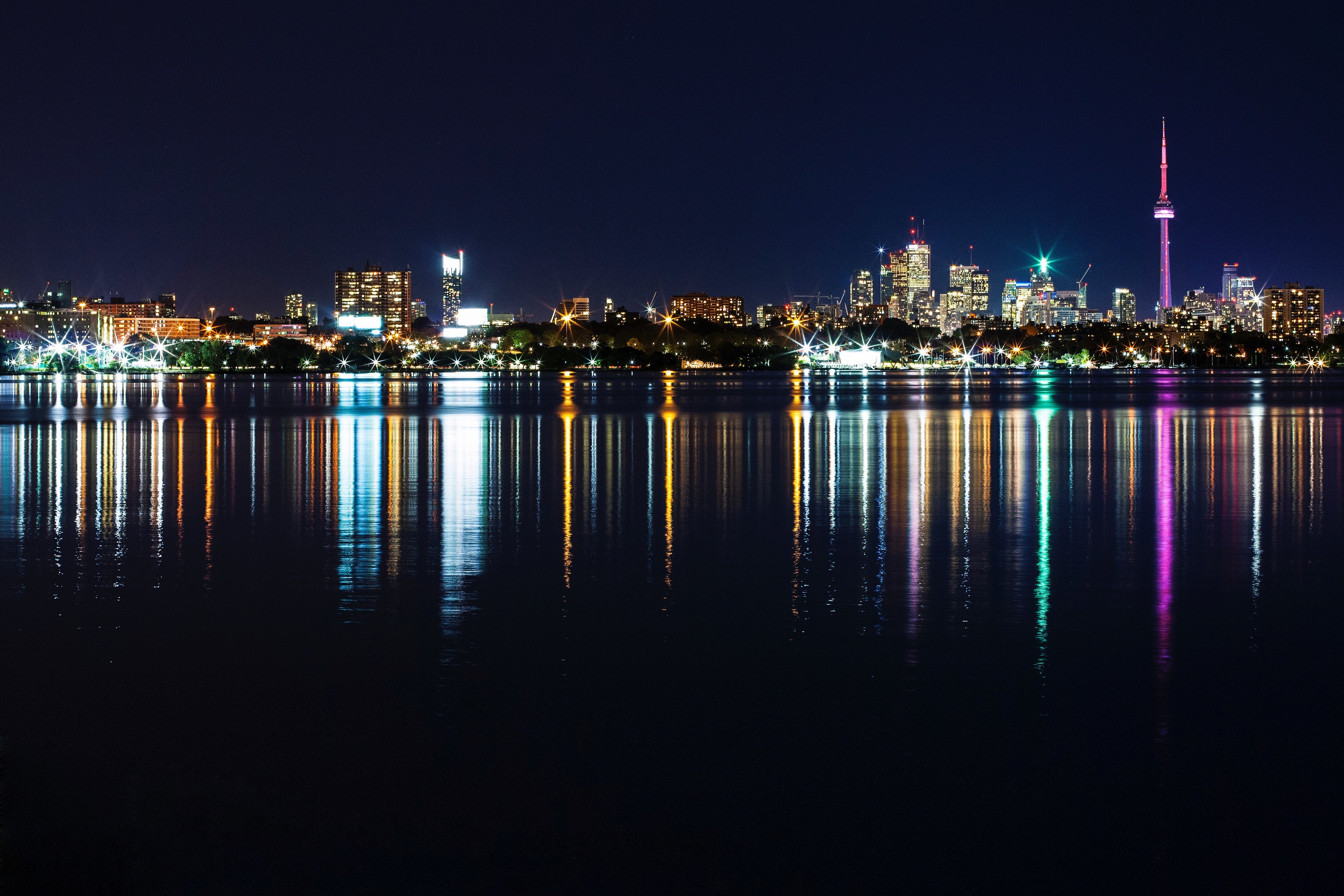 reflection light city and night 4k, HD Wallpaper