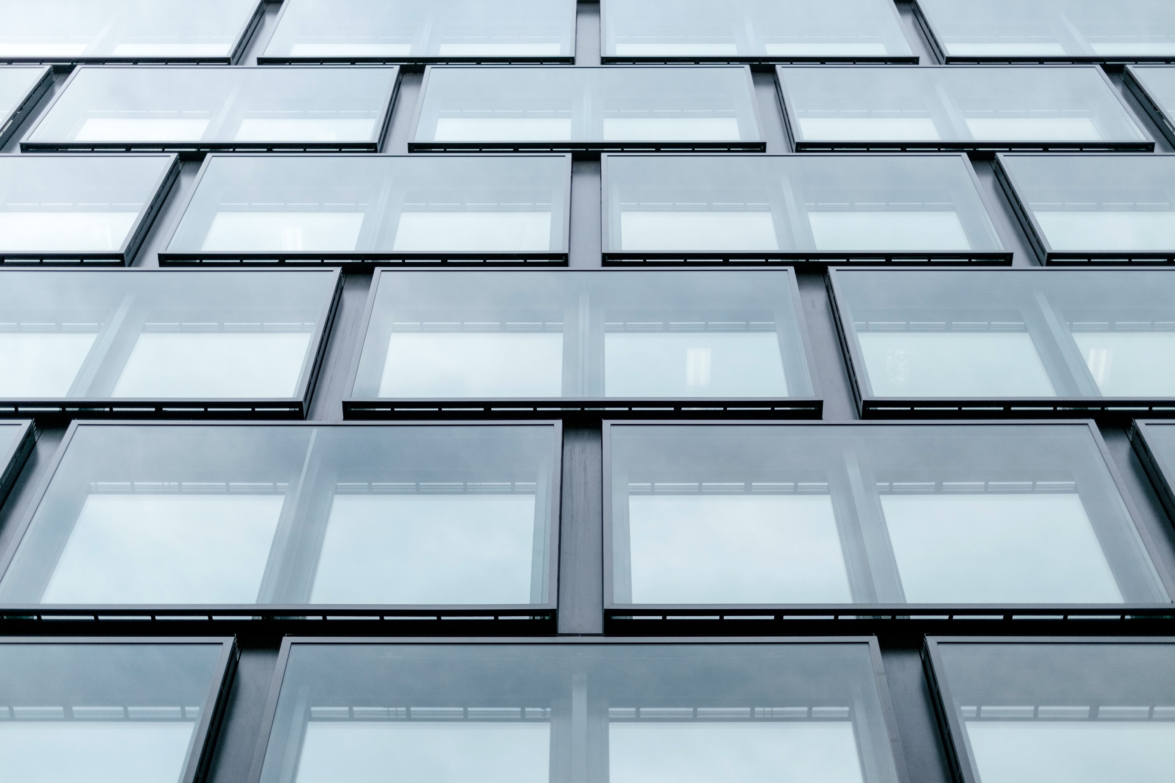 large rectangular windows in the facade of an office building in zrich, rectangular office windows 4k, HD Wallpaper