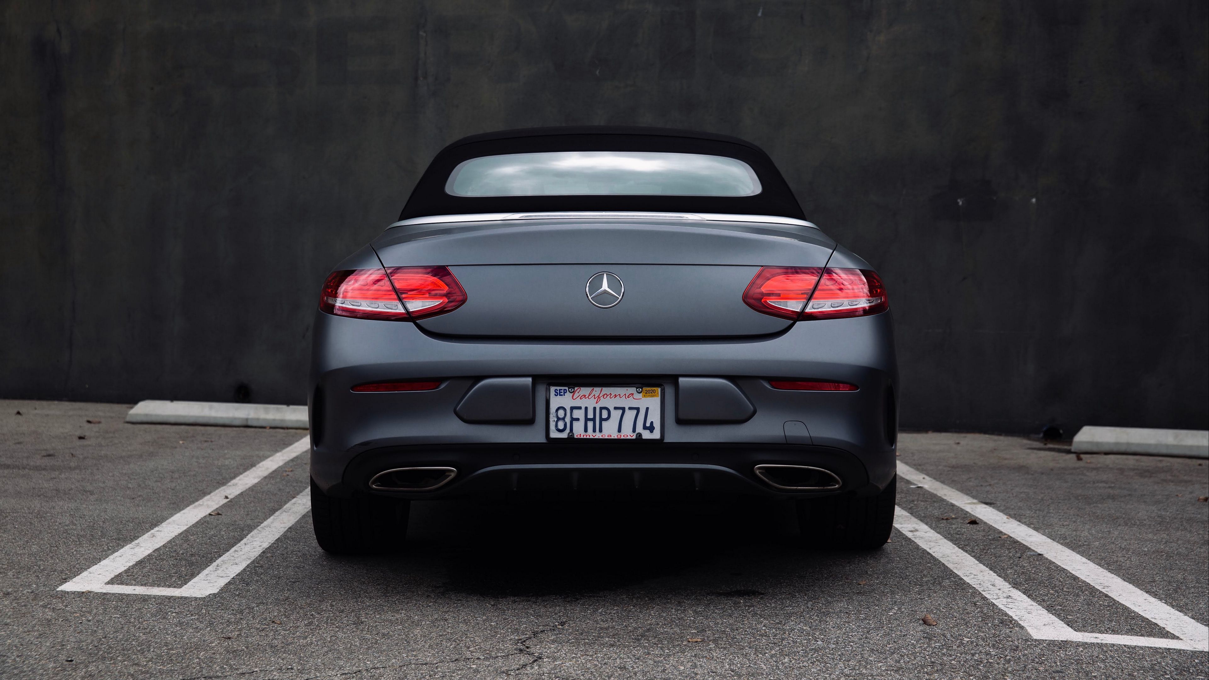 mercedes, car, rear view, lights, 4k, HD Wallpaper