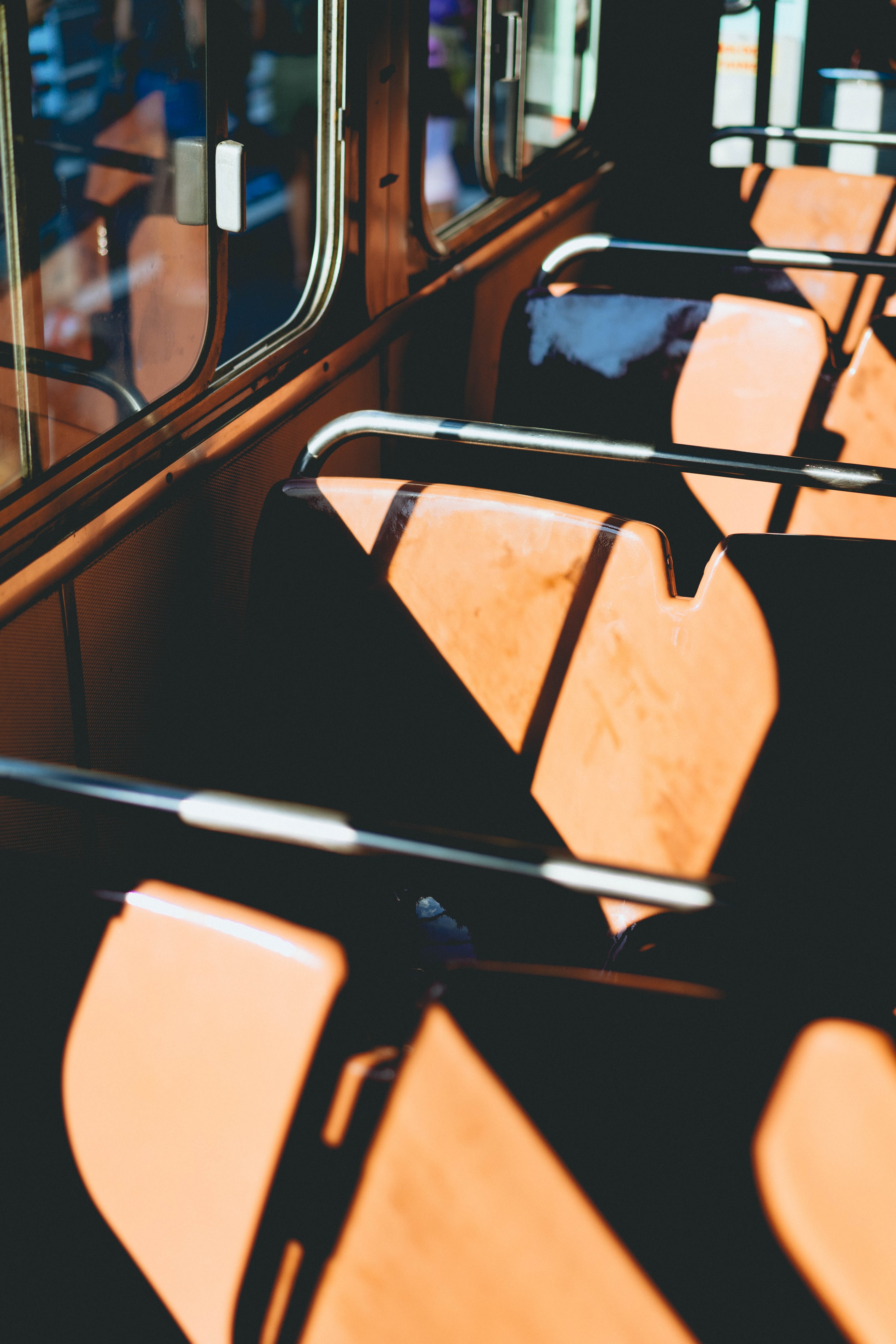 bus seat sunlight and shadow hd, 4k, Phone HD Wallpaper