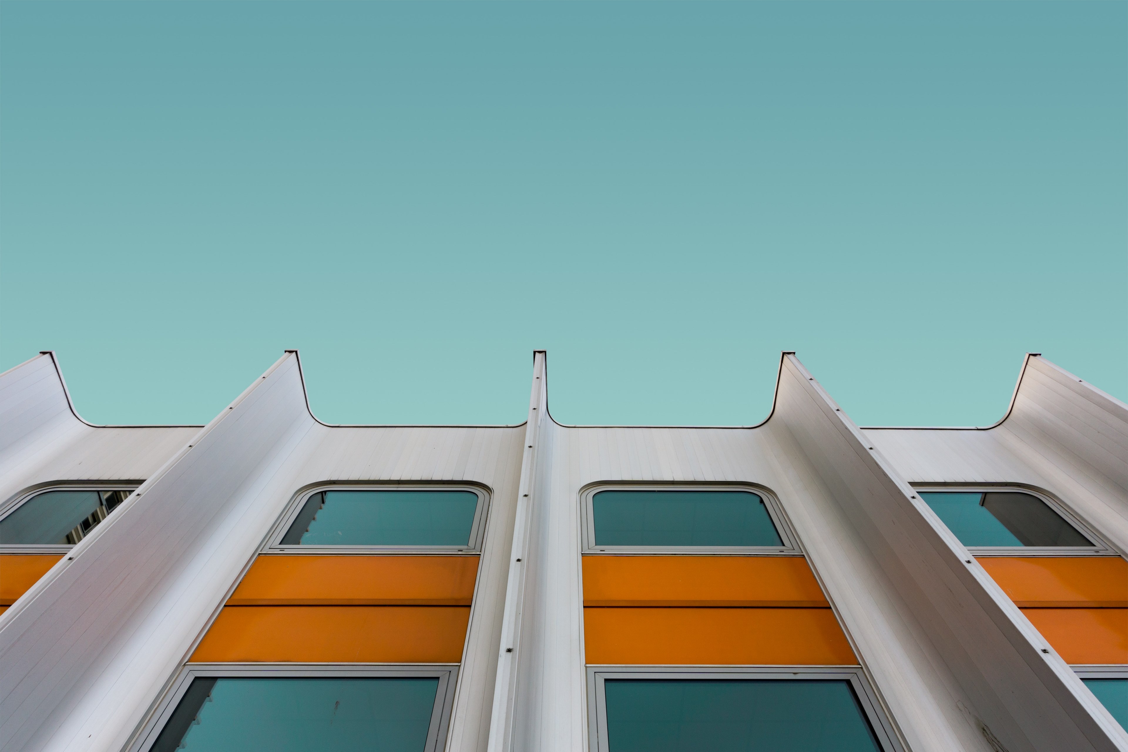 building architecture blue and sky 4k, HD Wallpaper