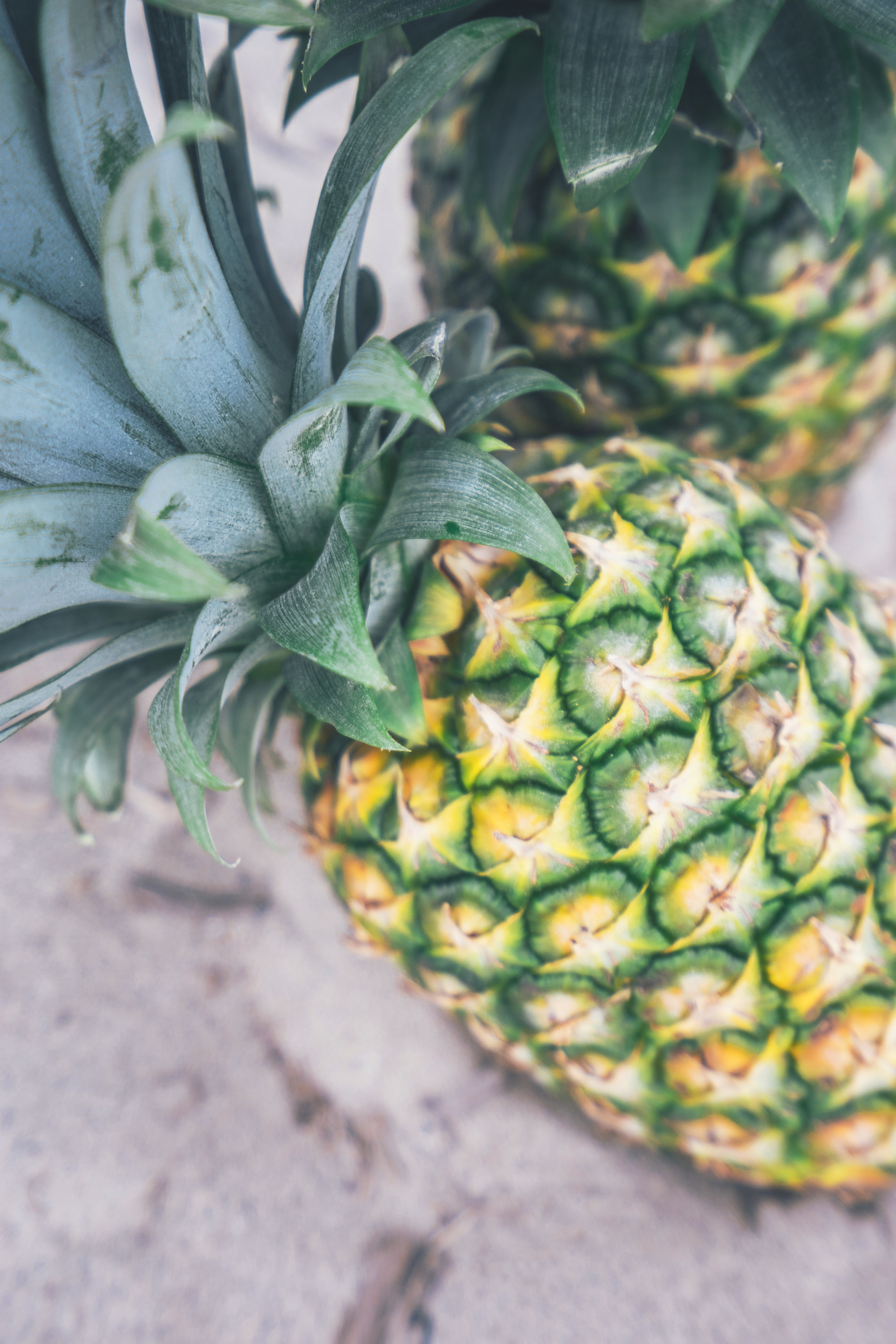 fresh pineapple on a market sidewalk, couple of pineapples 4k, Phone HD Wallpaper