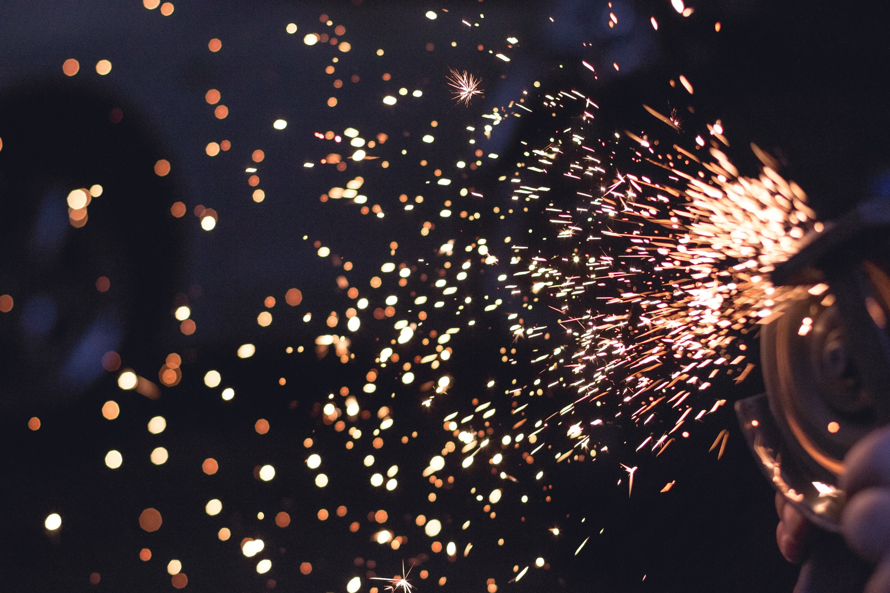 sparks flying off a grinder, _sparks 4k, HD Wallpaper