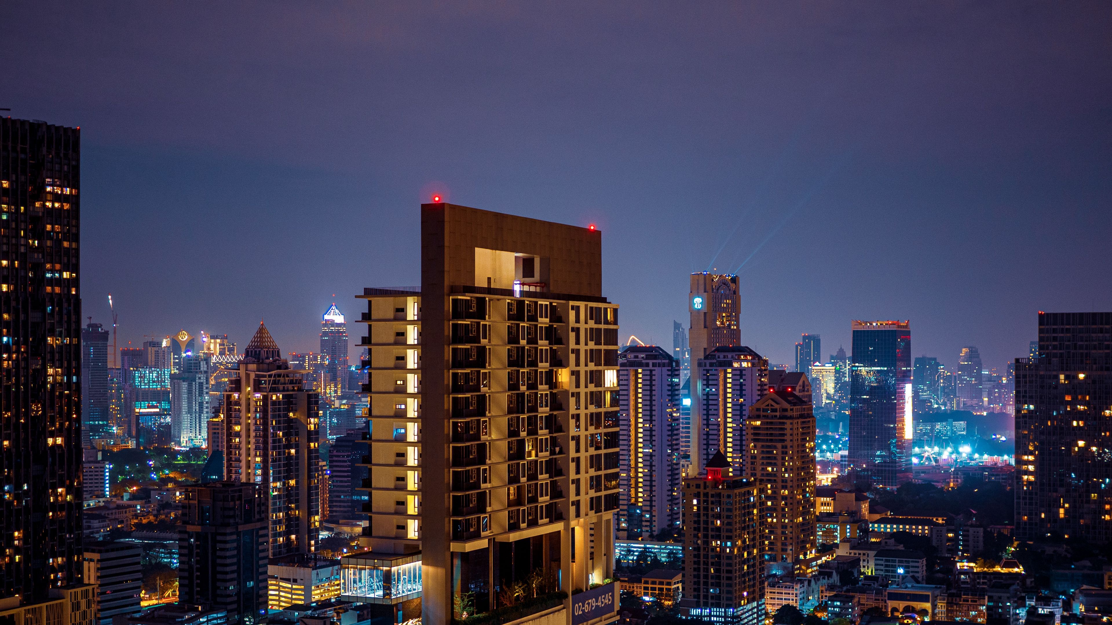 city, home, building, night, 4k, HD Wallpaper