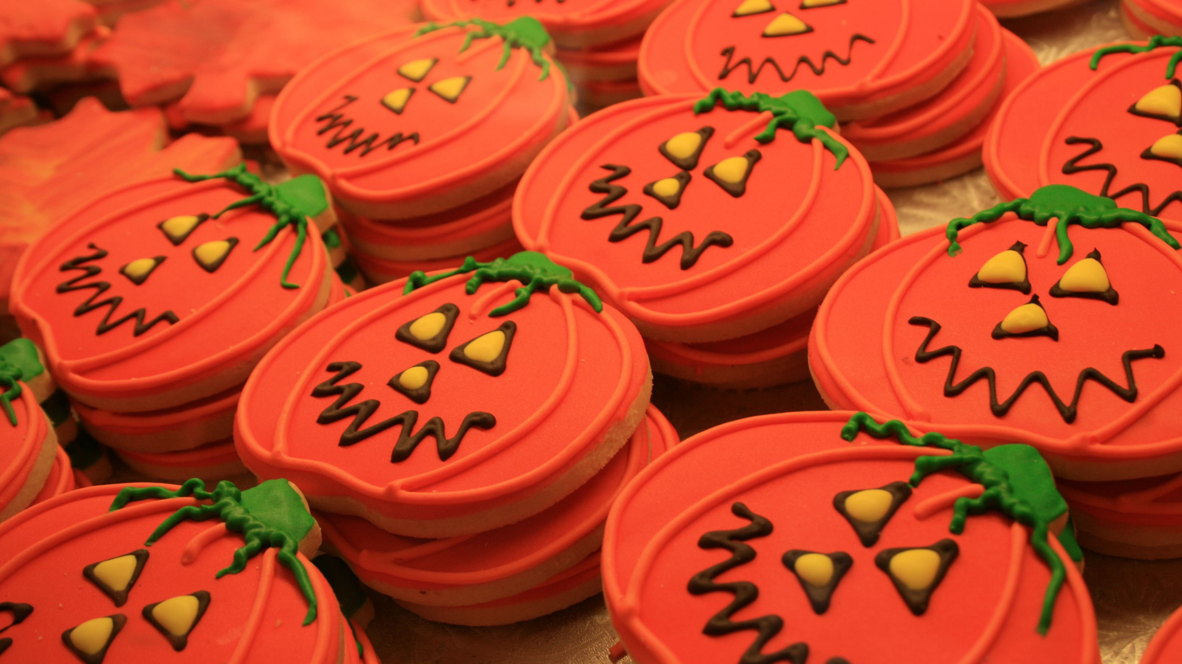 halloween, pumpkin, cookies, frosting, 4k, HD Wallpaper