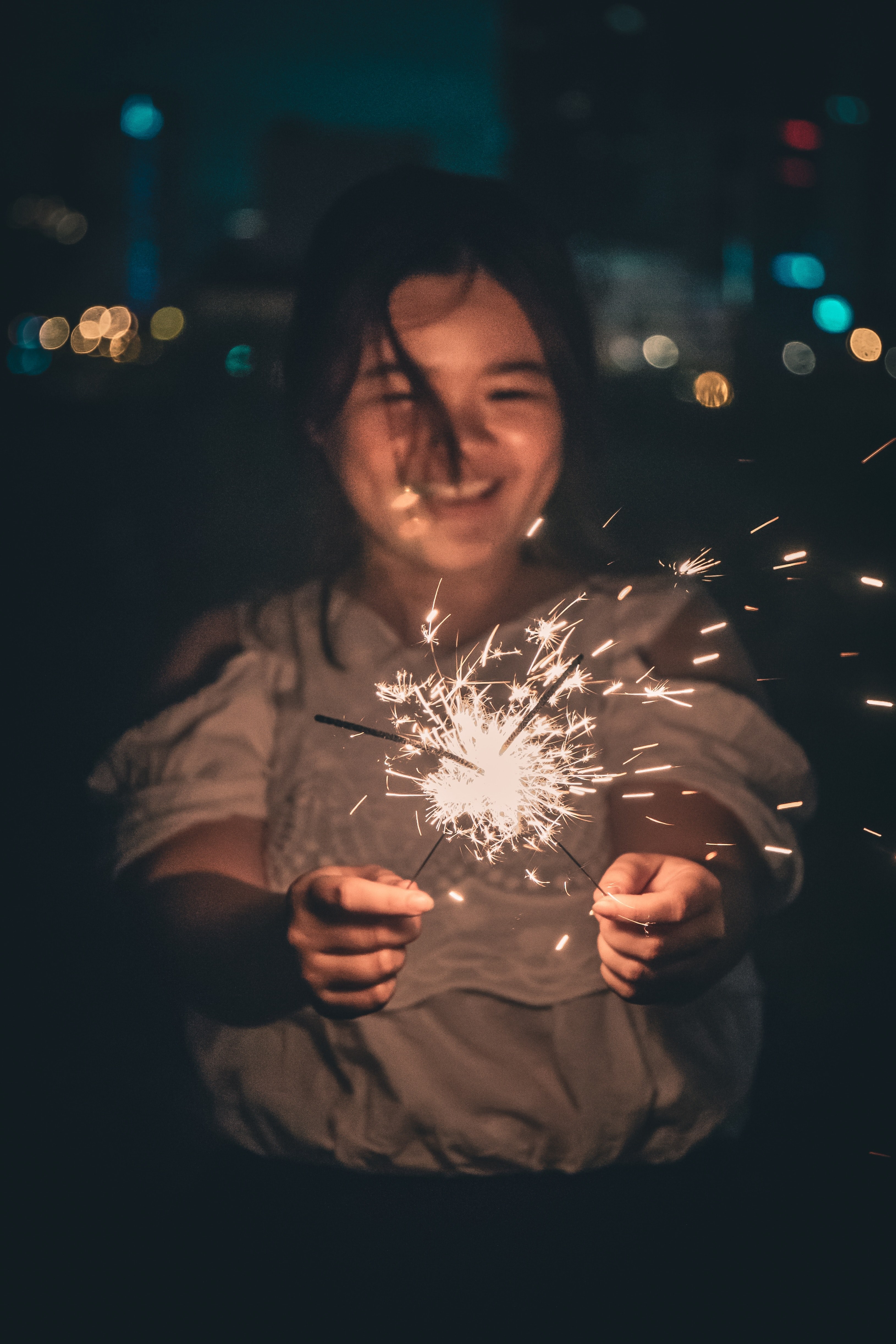 woman girl female and sparkler hd, 4k, Phone HD Wallpaper