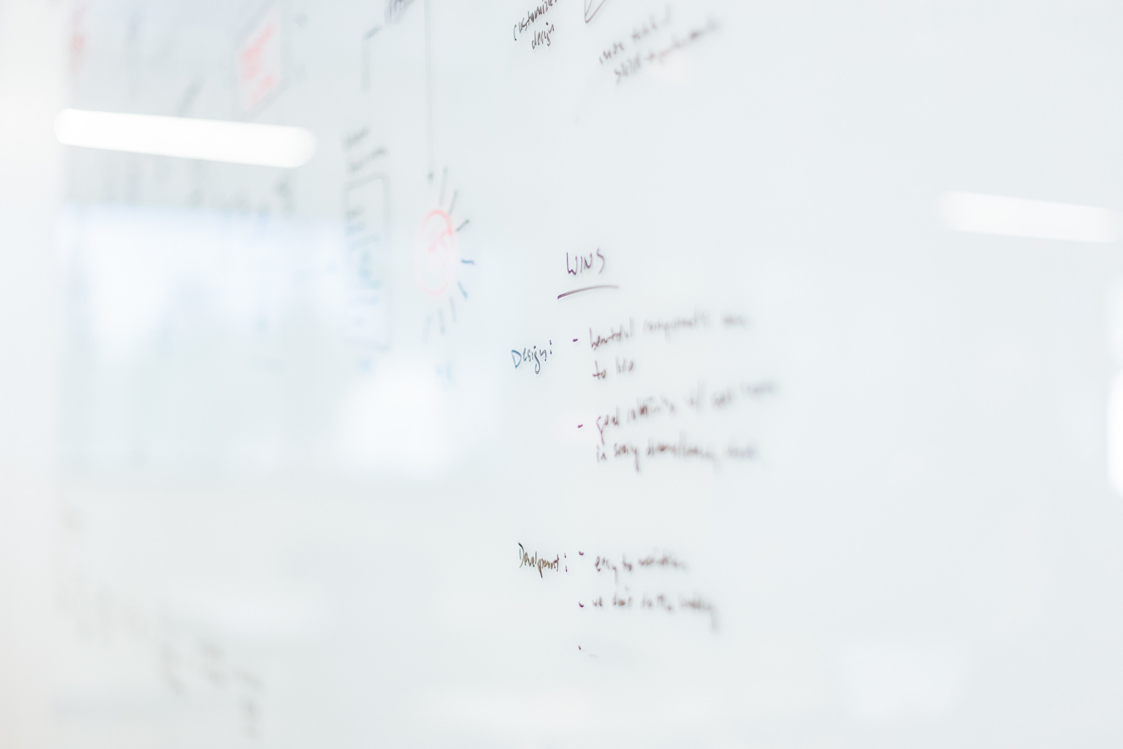 bullet points listed on a glossy whiteboard, business plan on a whiteboard 4k, HD Wallpaper