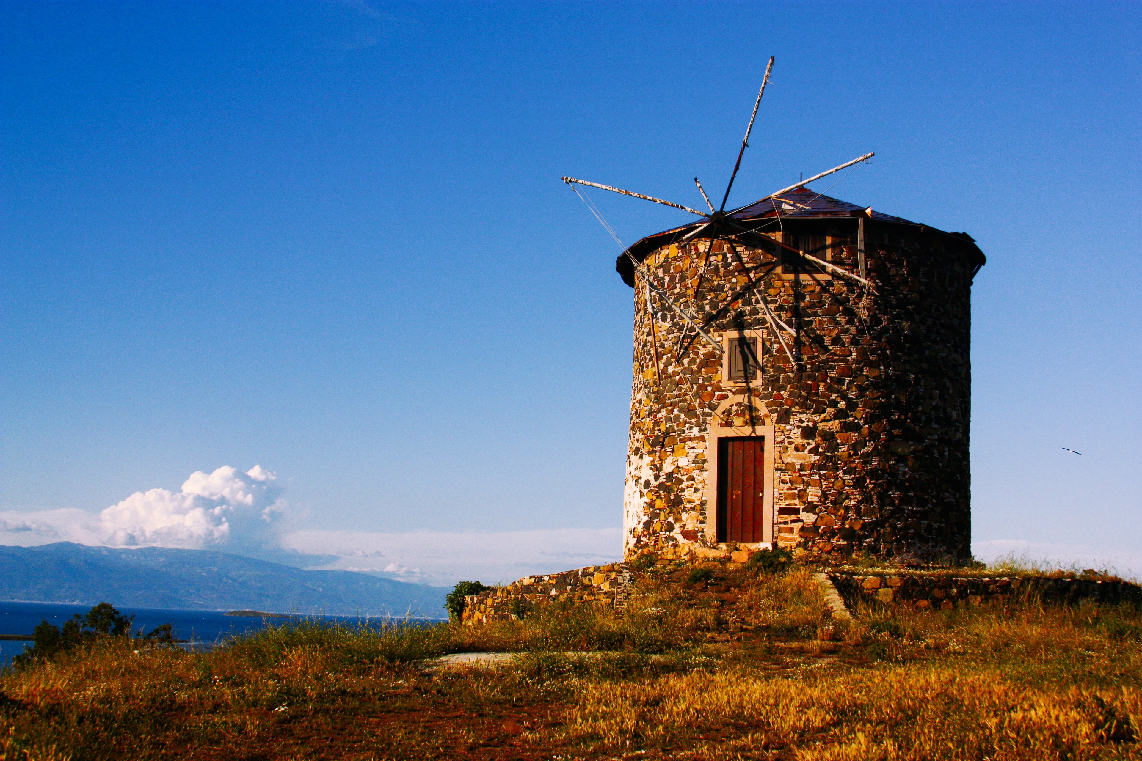 structure building windmill and brick 4k, HD Wallpaper
