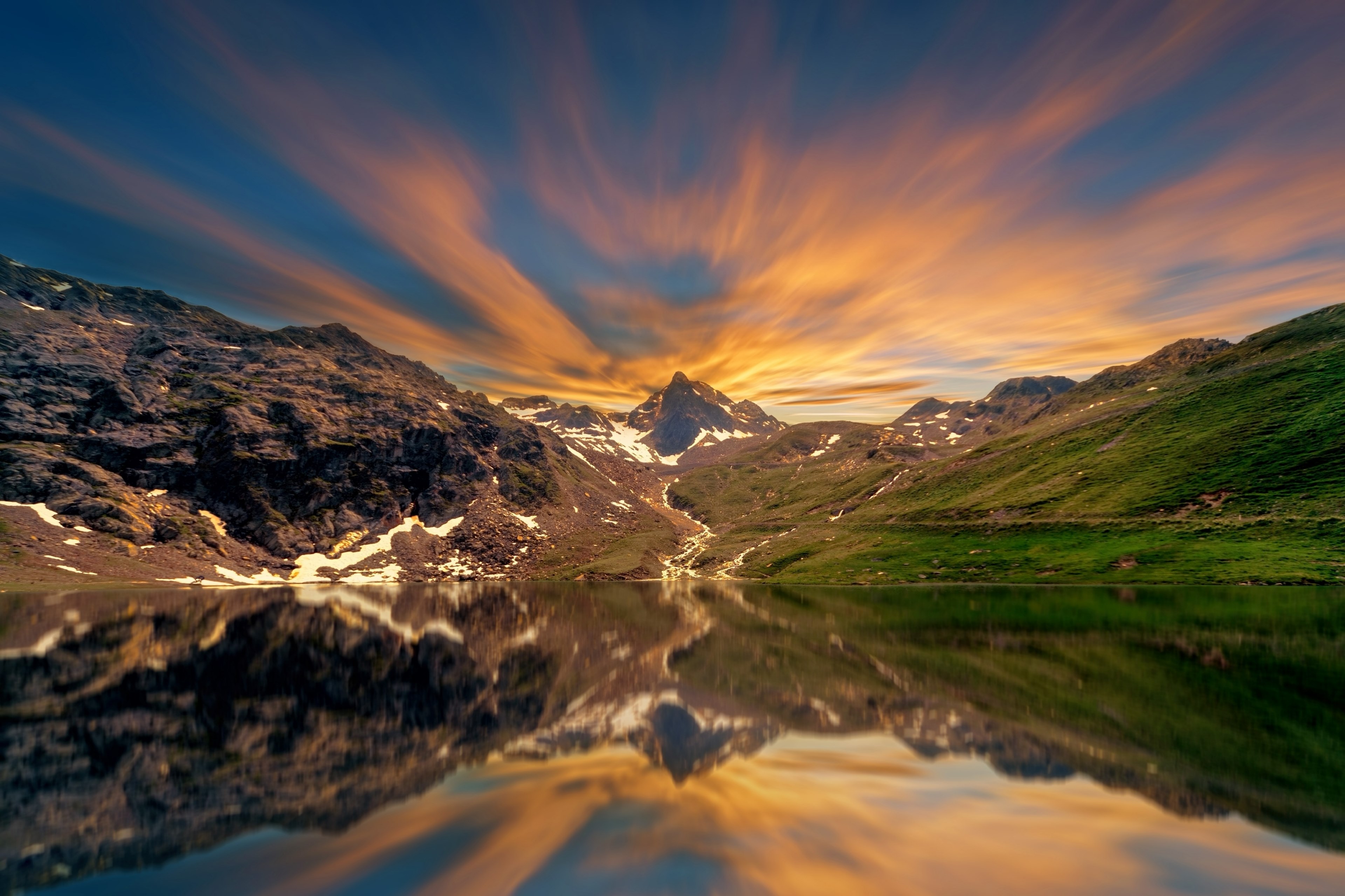 mountain reflection lake and cloud 4k, HD Wallpaper