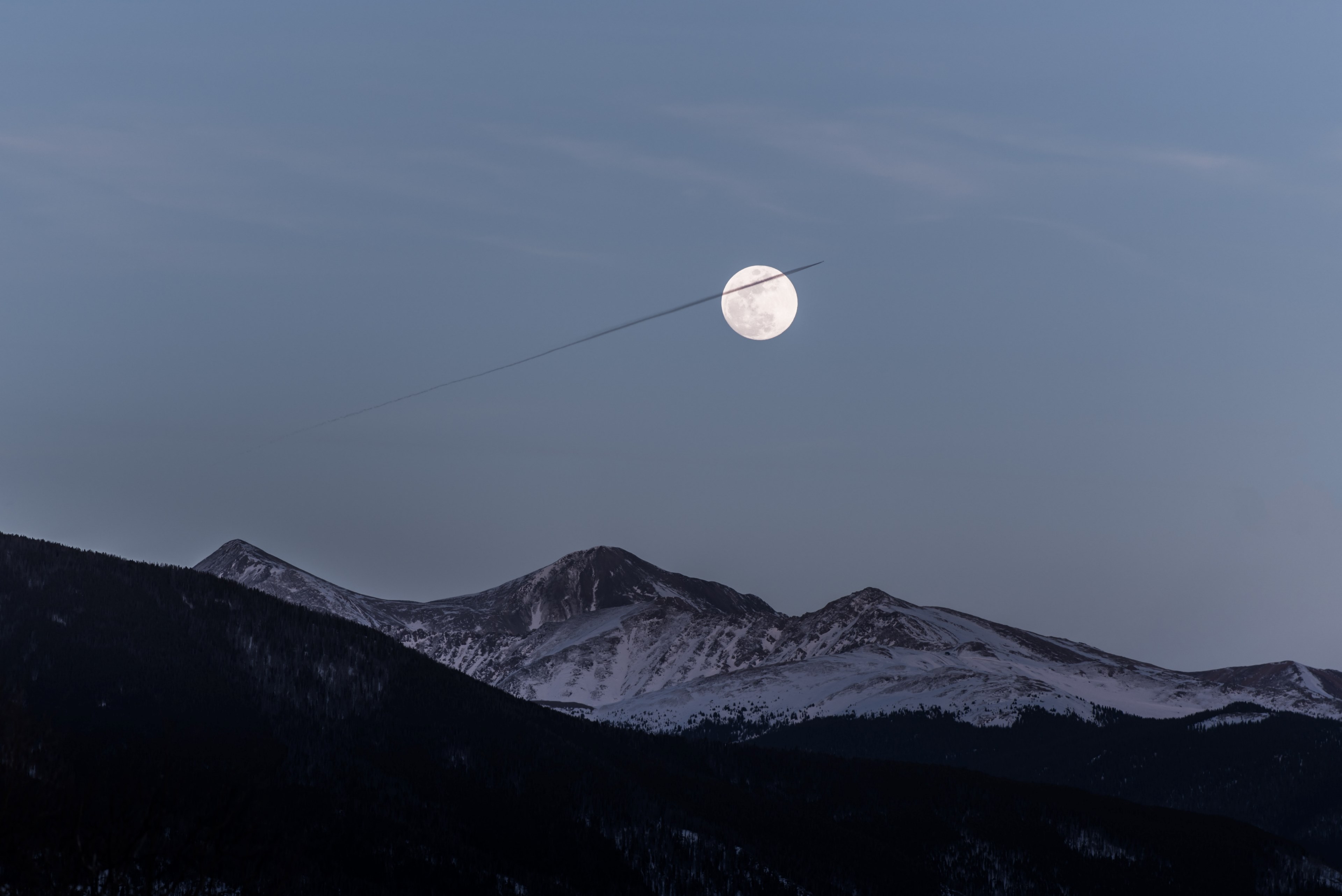 mountain sky moonlight and moon 4k, HD Wallpaper