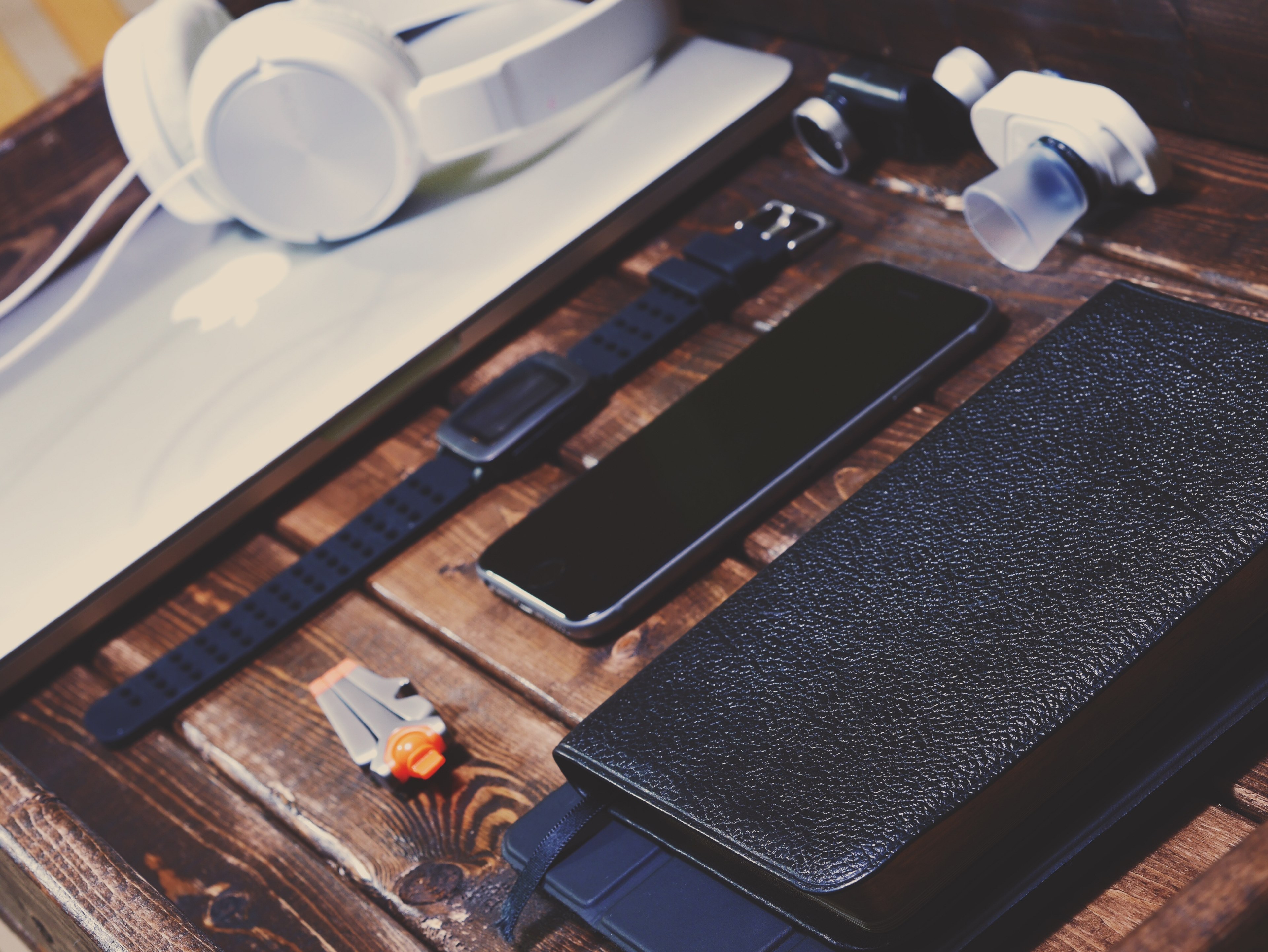 a flatlay with a watch an iphone a macbook and a laptop, what you carry 4k, HD Wallpaper