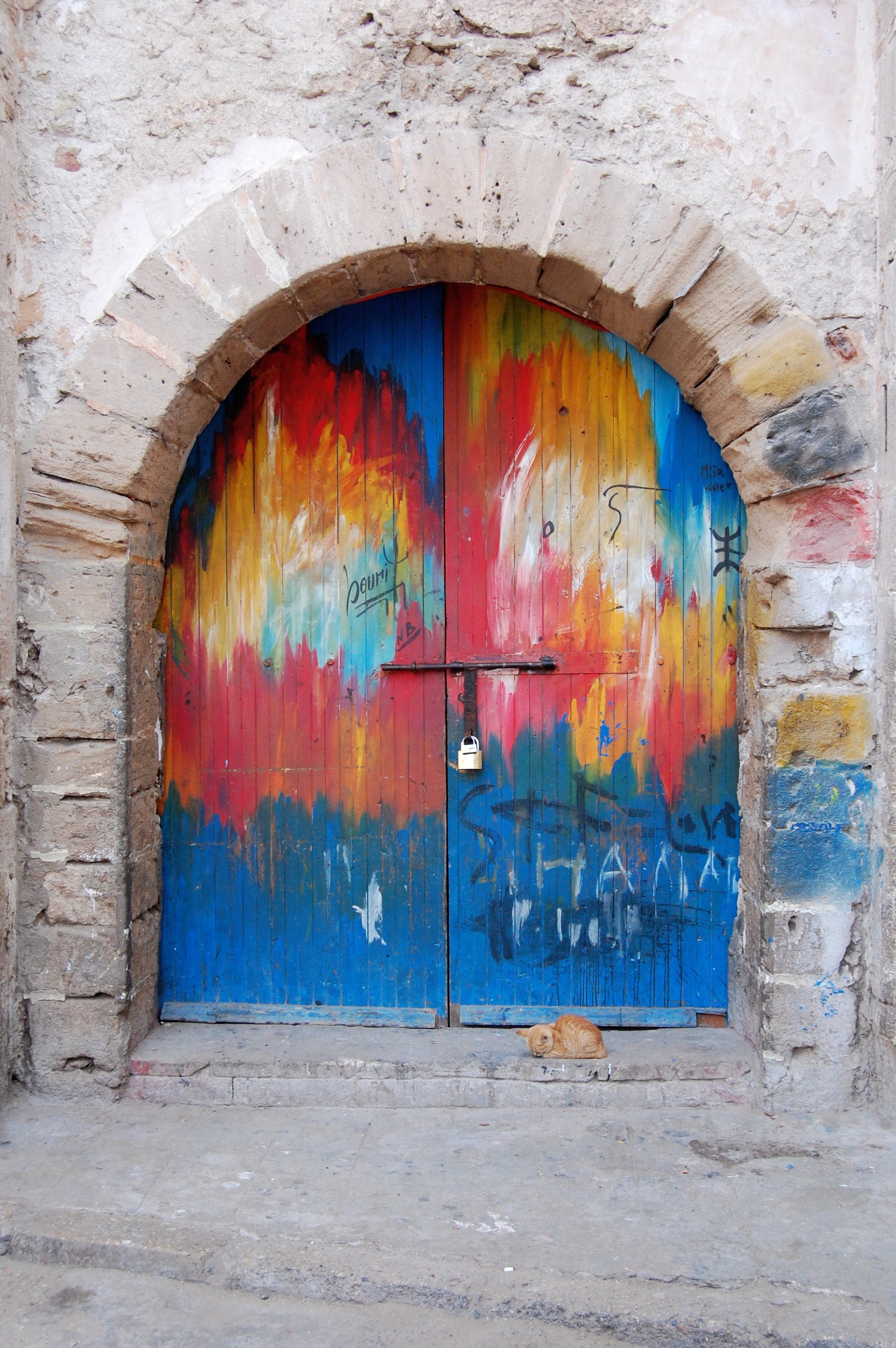 a colorfully painted rounded door, _colorful rounded door 4k, Phone HD Wallpaper