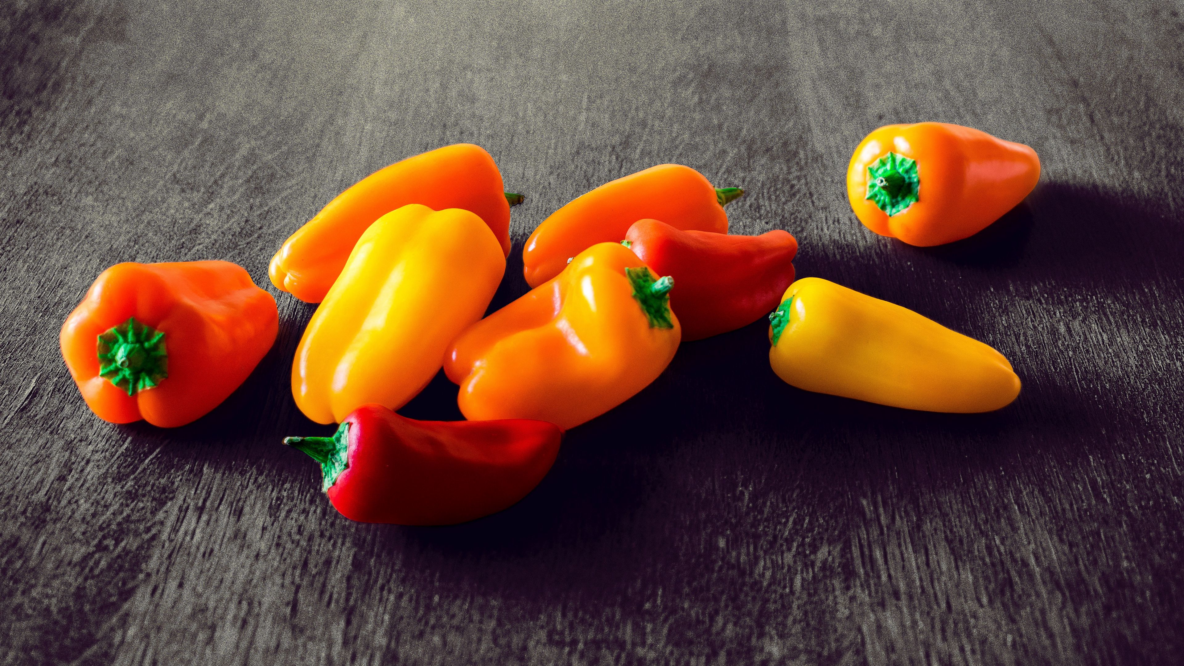 peppers, vegetables, still life, 4k, HD Wallpaper