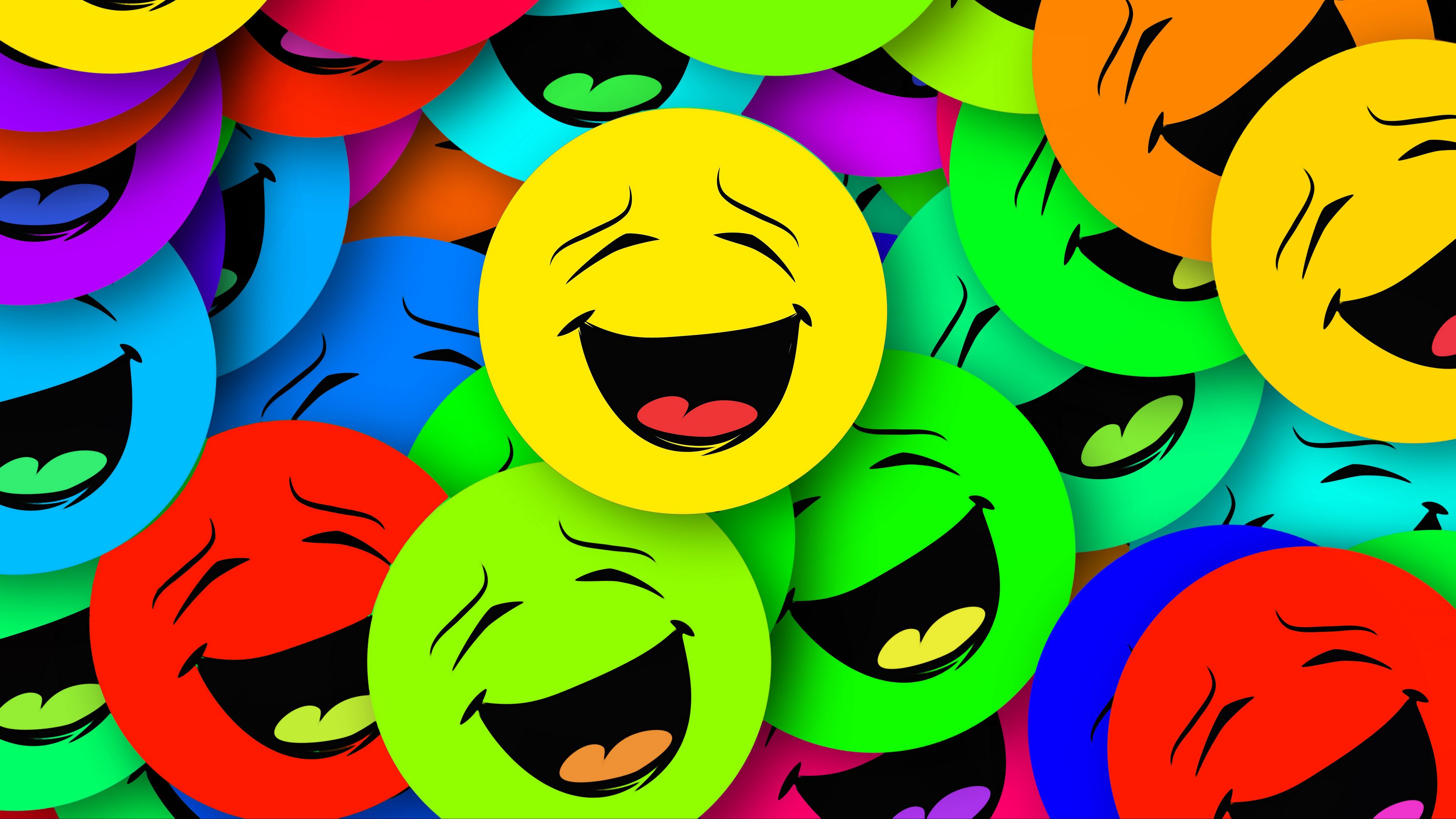 smilies, smiles, colorful, emotion, 4k, HD Wallpaper
