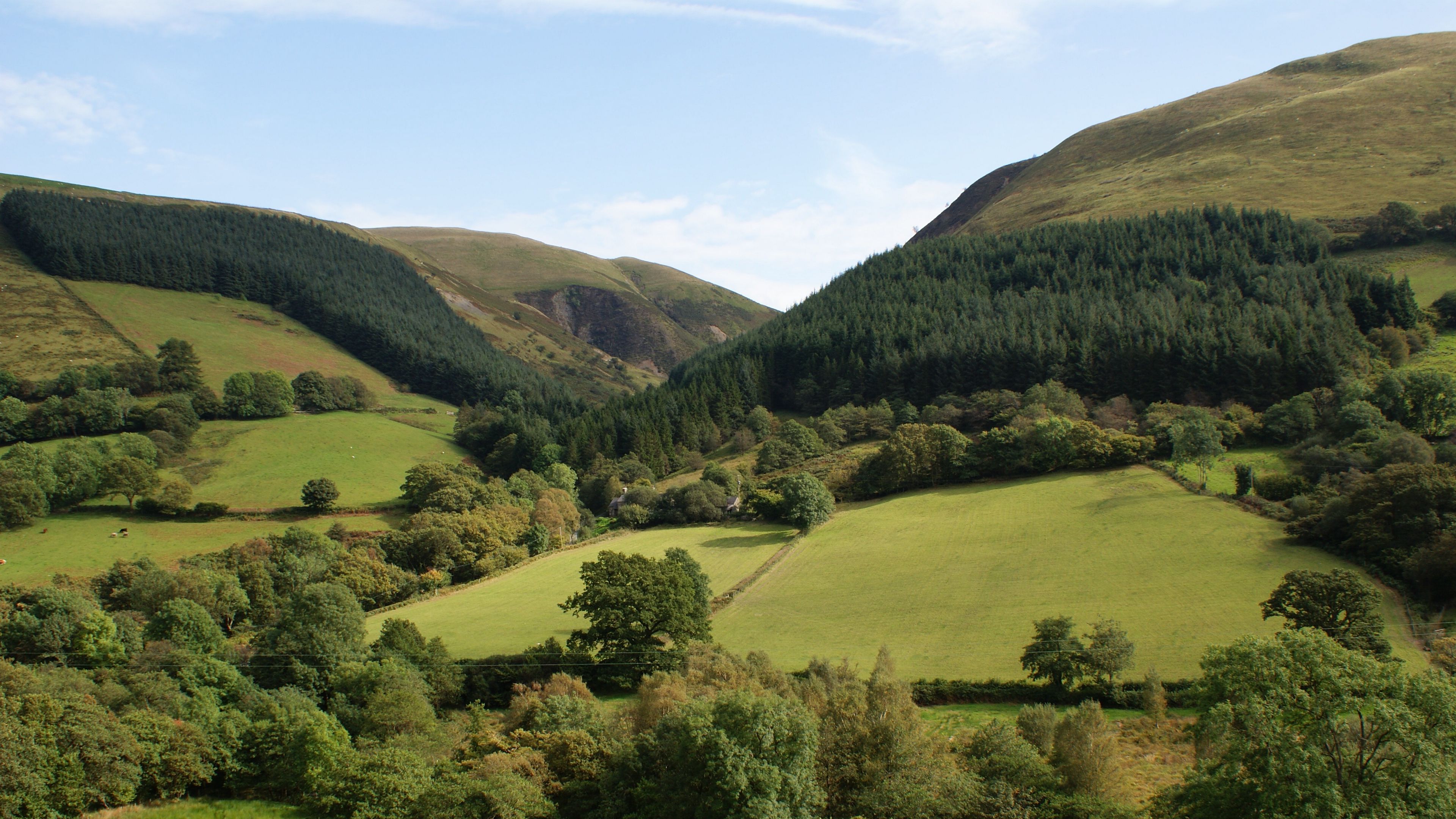 wales, britain, landscape, valley, hill, 4k, HD Wallpaper