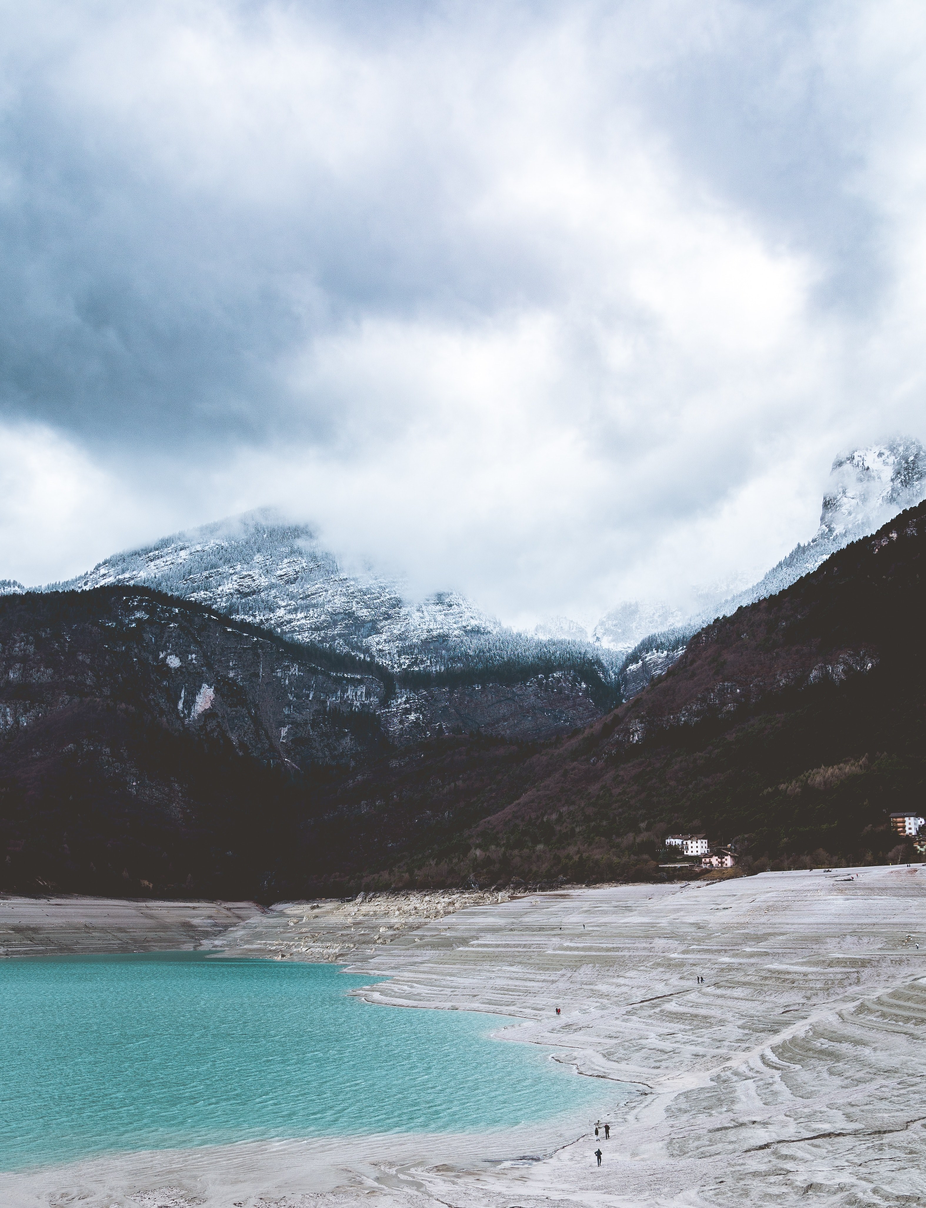 lake shore mountain and cloud hd, 4k, Phone HD Wallpaper