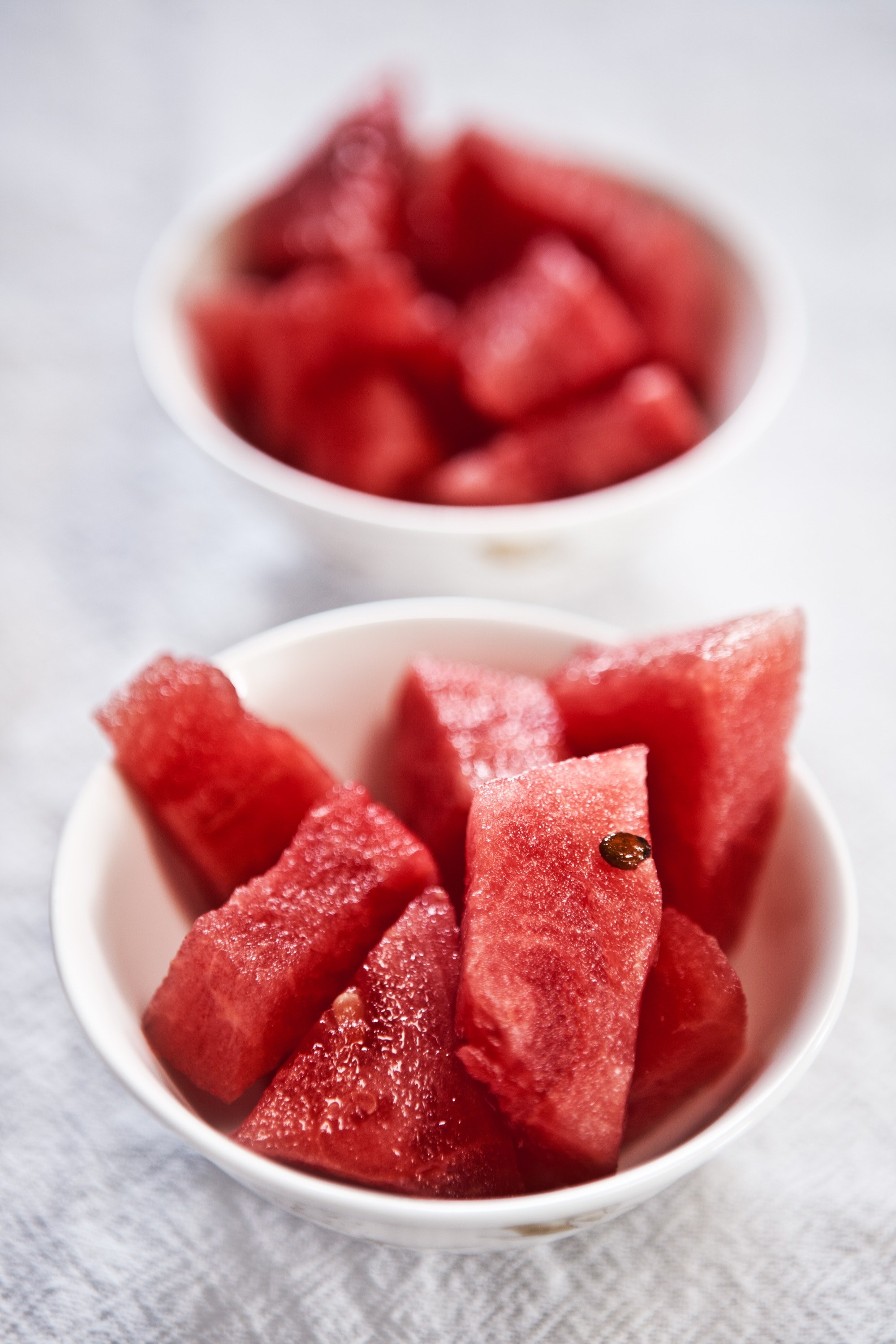 cups of cut watermelon for a healthy snack, pieces of watermelon 4k, Phone HD Wallpaper