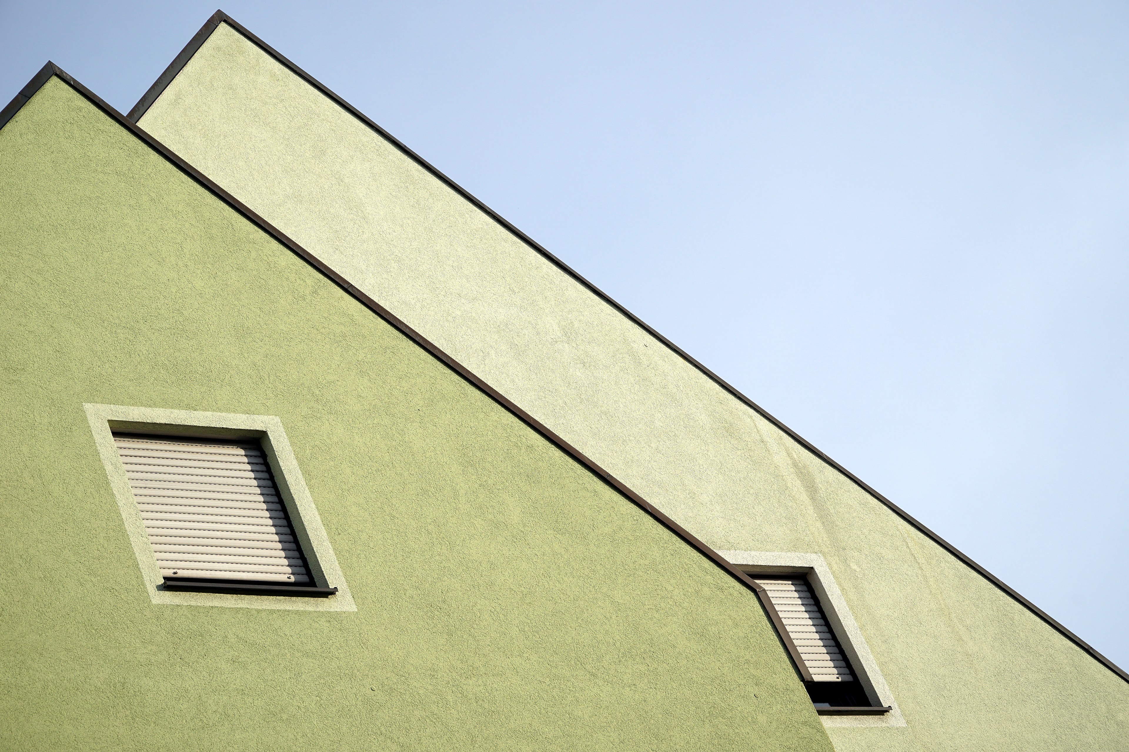 a green facade of a house with diamond shaped windows, green house facade 4k, HD Wallpaper