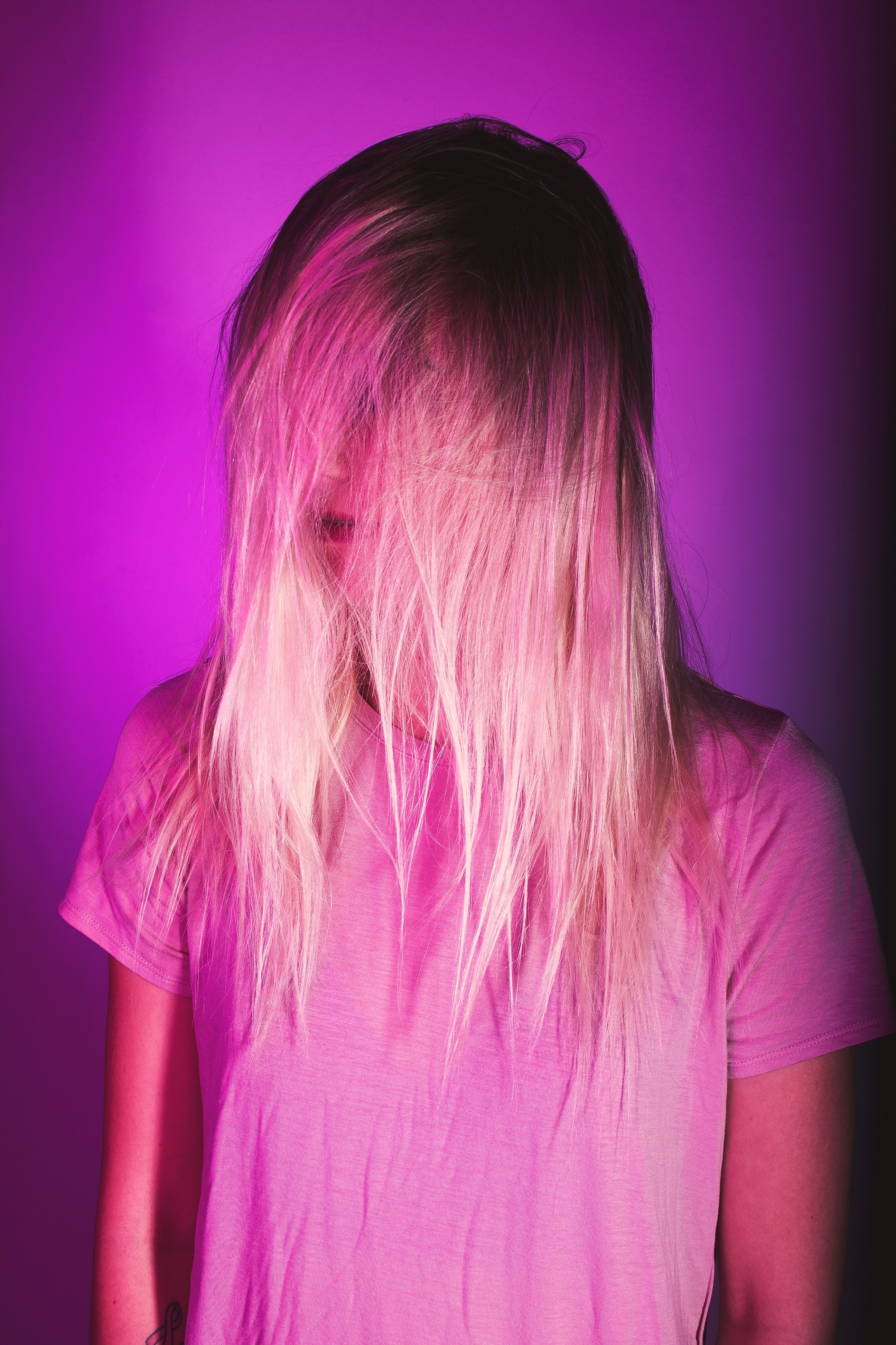 model hair over face hair and covering face hd, 4k, Phone HD Wallpaper