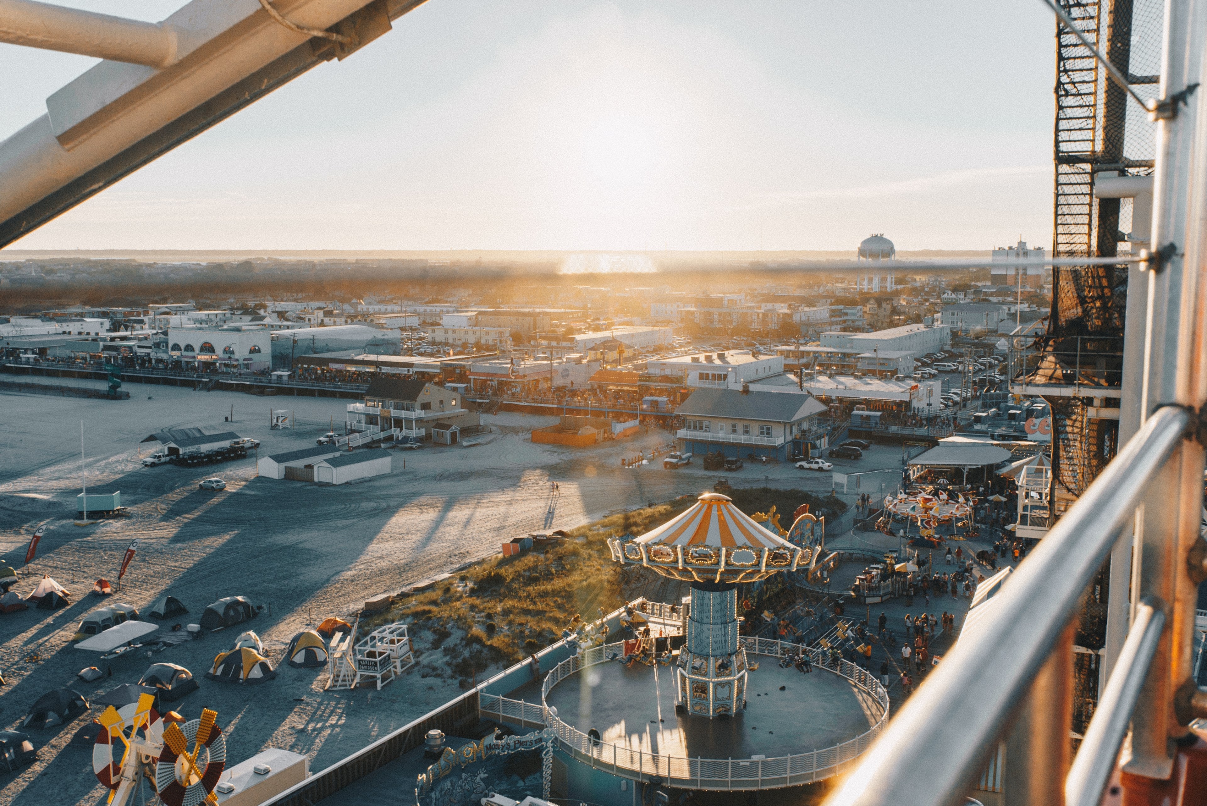 a drone view of moreys piers amp beachfront water parks in wildwood new jersey, stay amused part 1 4k, HD Wallpaper