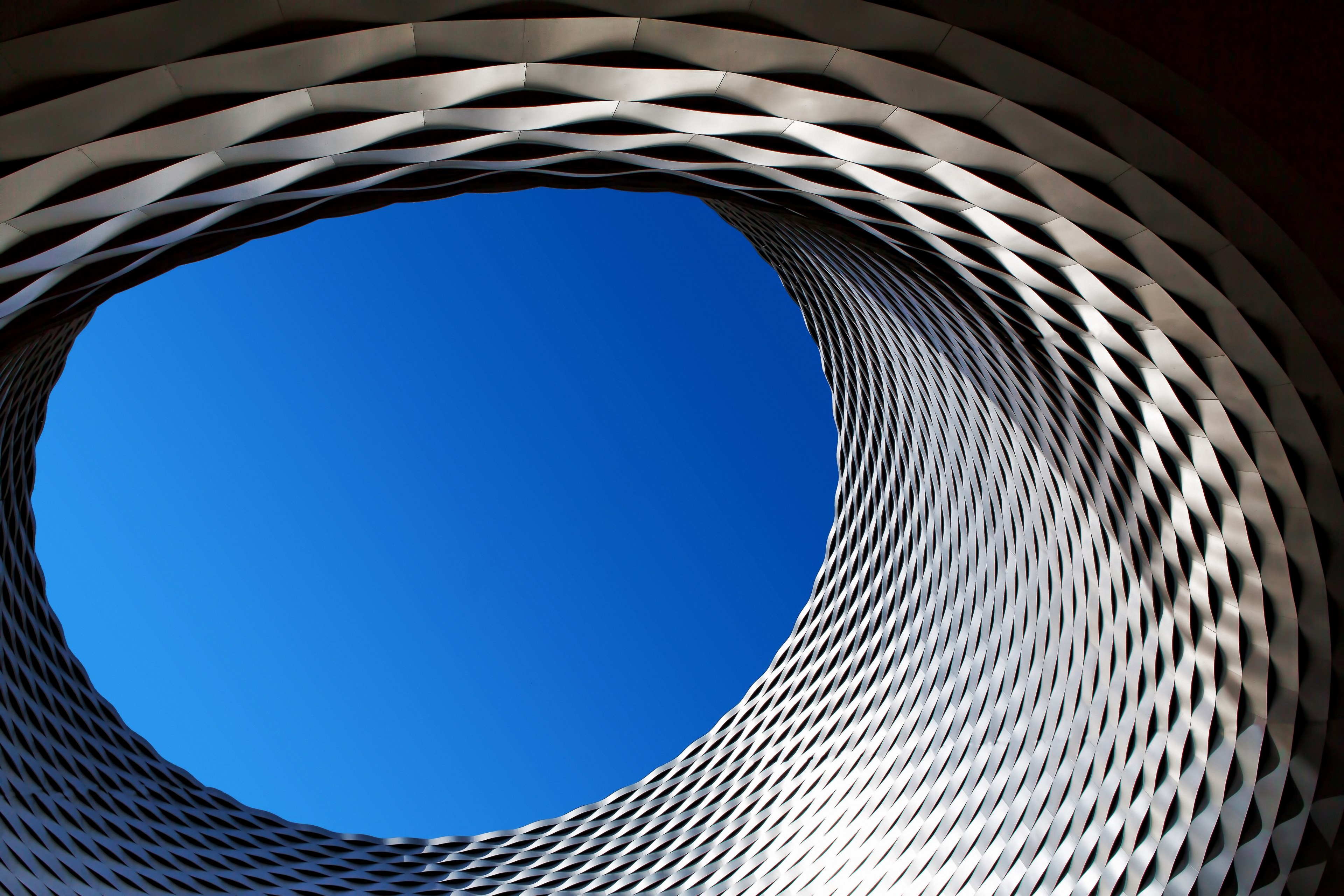 the undulating geometrical facade at the convention center in messeplatz, _steel eye 4k, HD Wallpaper