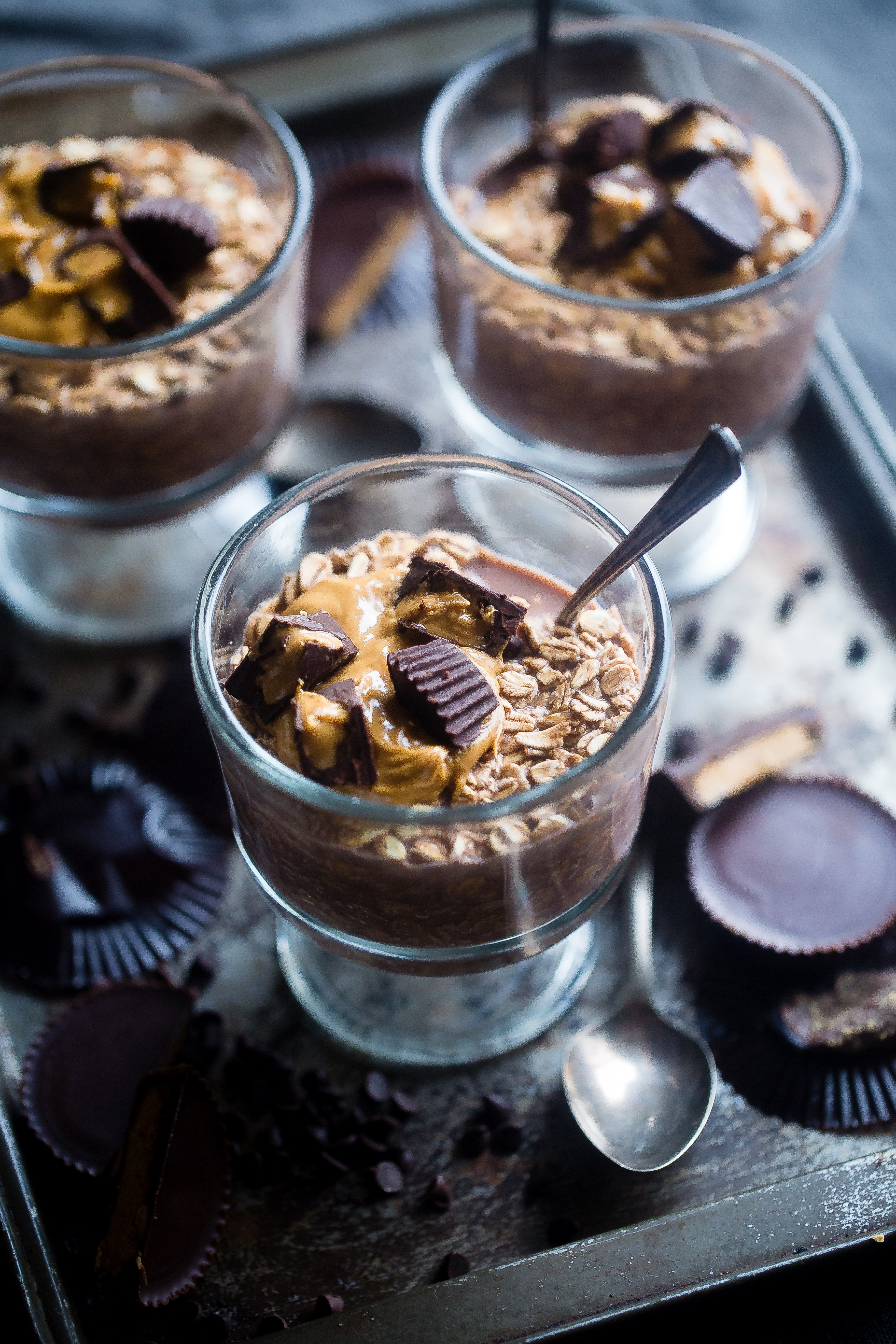 chocolate peanut butter cup overnight oats 4k, Phone HD Wallpaper