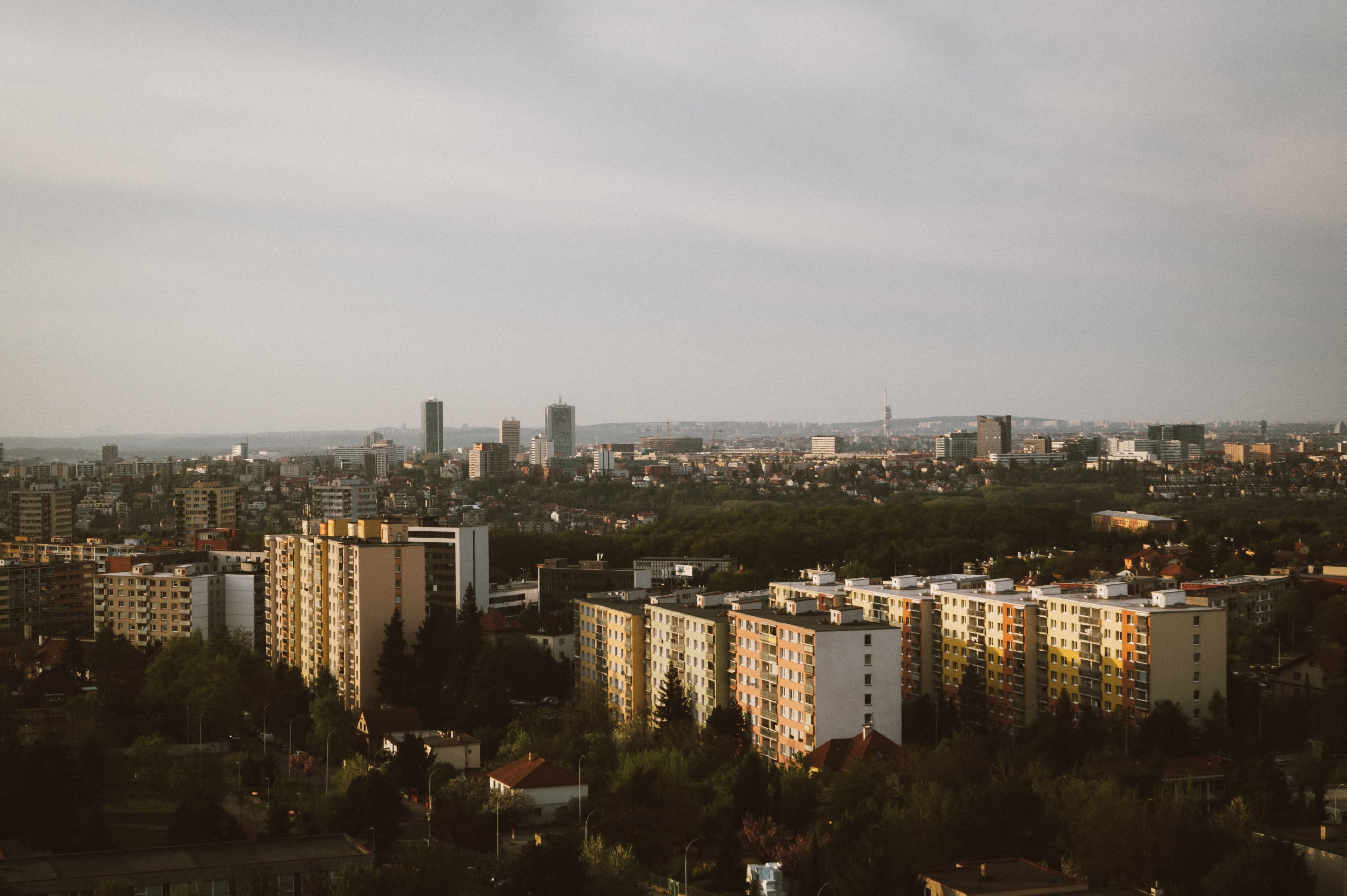 tower blocks and skyscrapers in a central european city, mellow european city 4k, HD Wallpaper