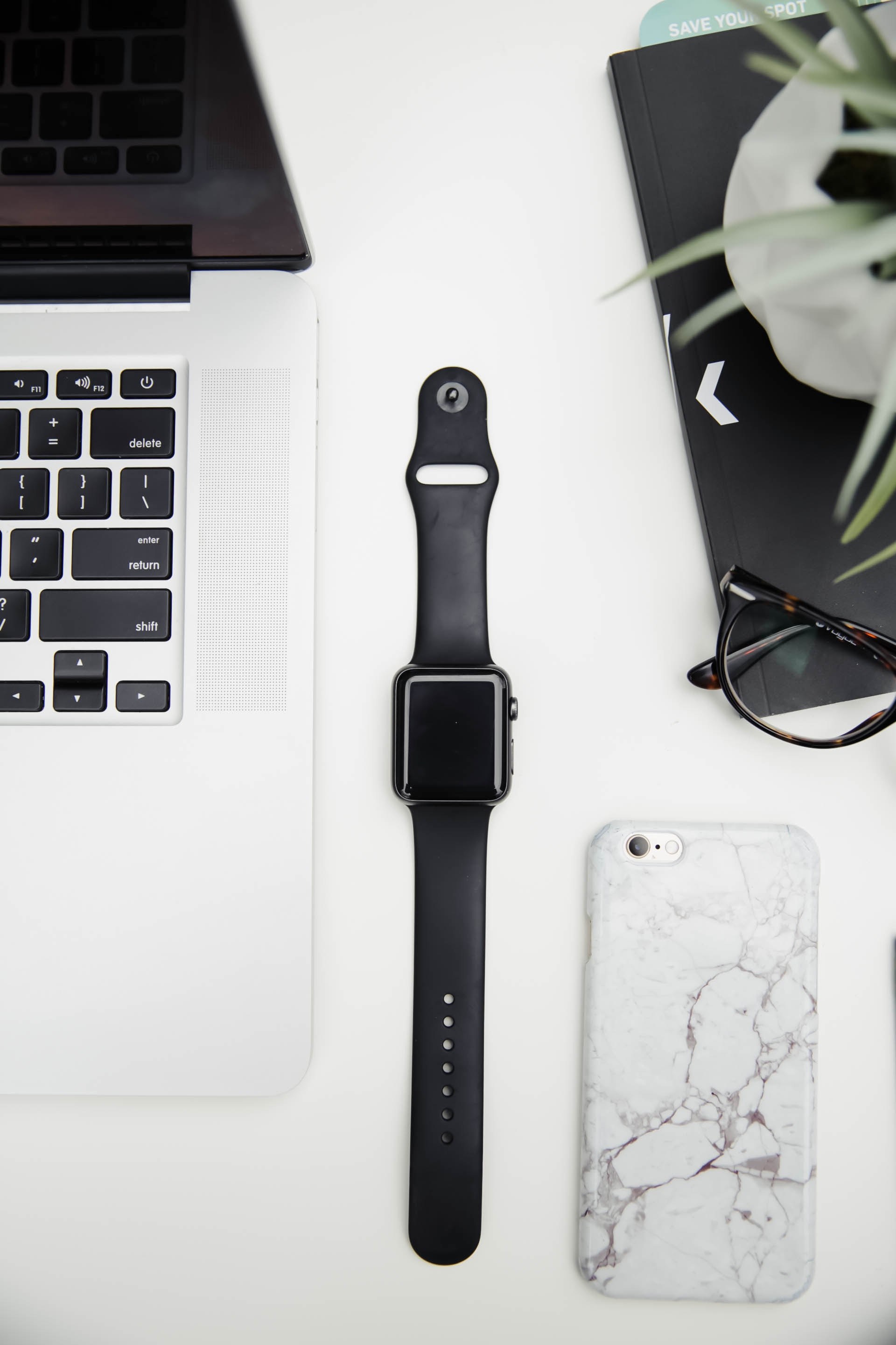 flatlay black white 4k, Phone HD Wallpaper