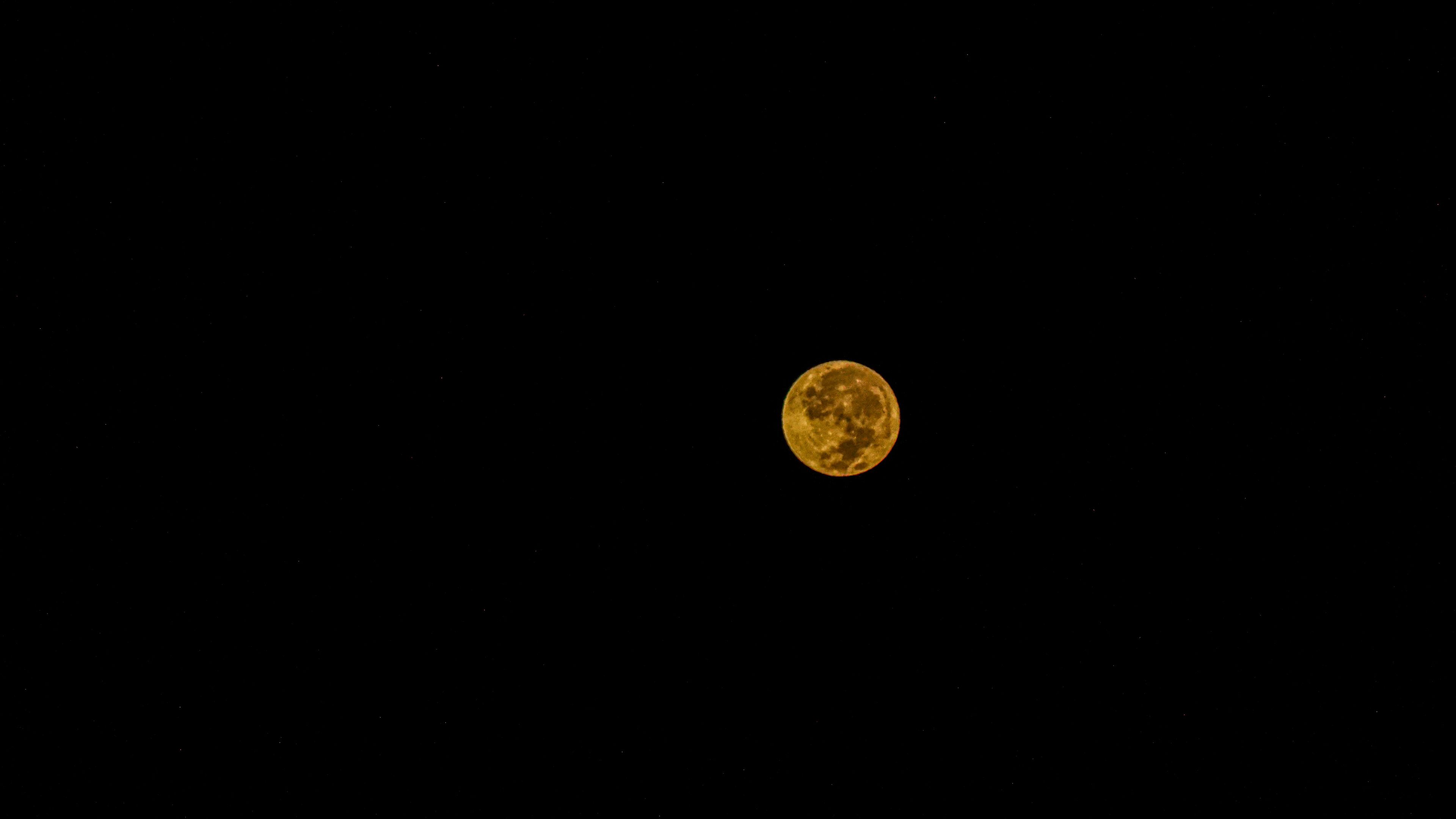moon, dark, yellow, 4k, HD Wallpaper