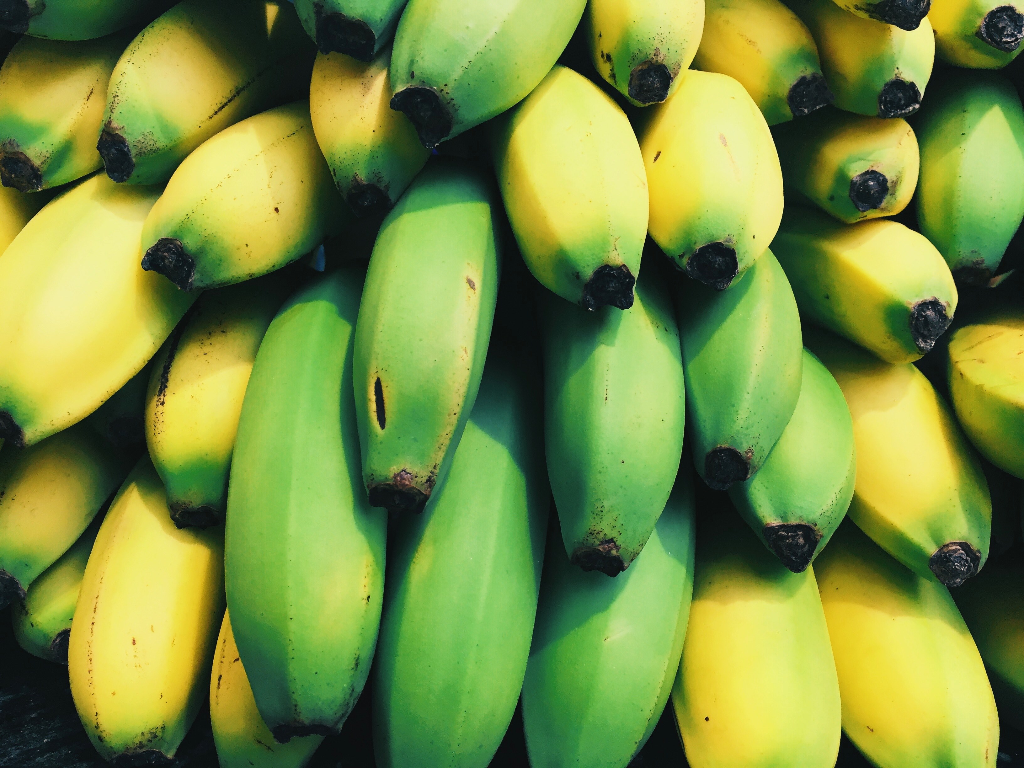 a large stack of green and yellow bananas, ripening bananas 4k, HD Wallpaper