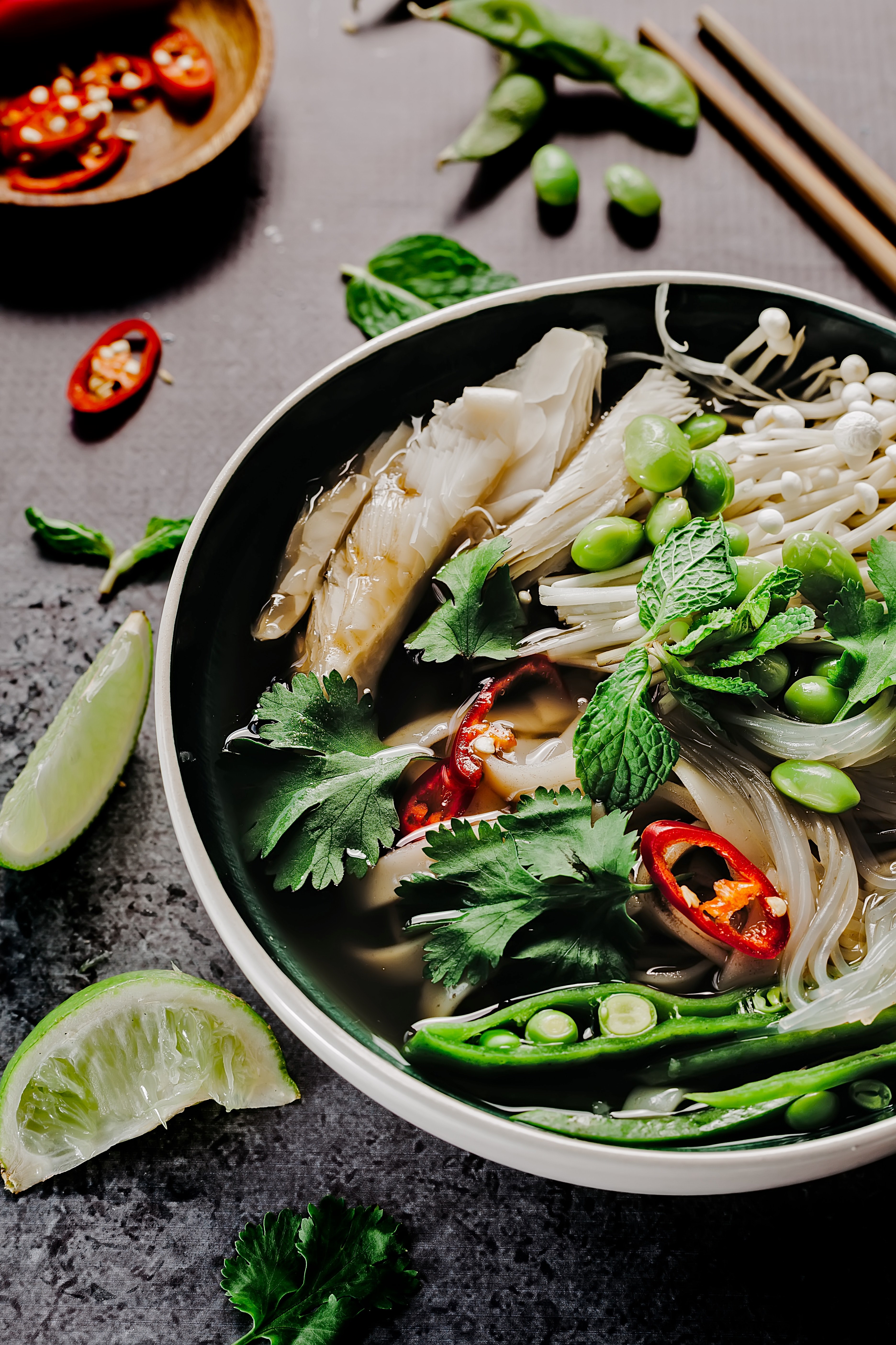 vegan pho soup 4k, Phone HD Wallpaper
