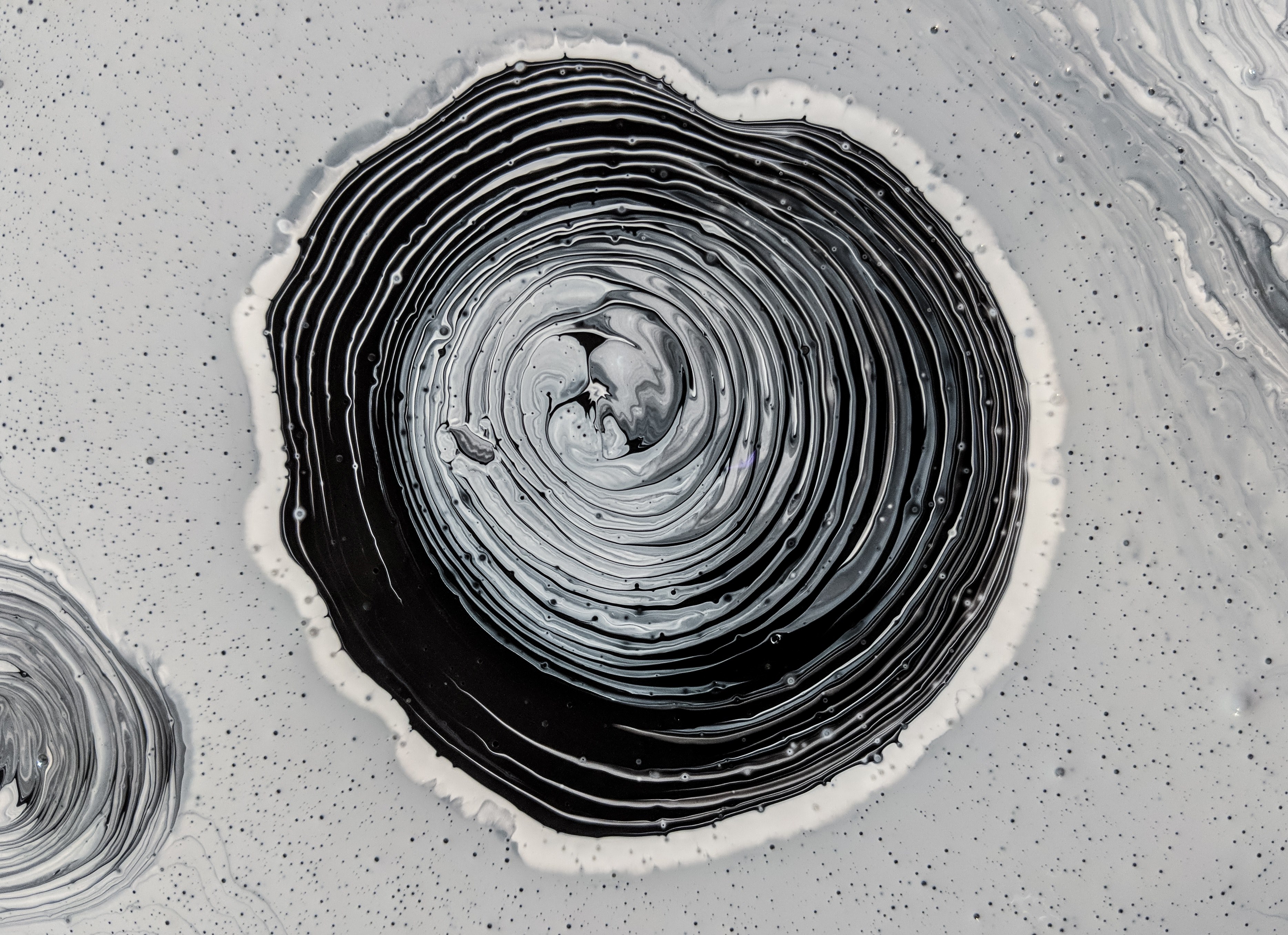 abstract painting black and white swirl 4k, HD Wallpaper