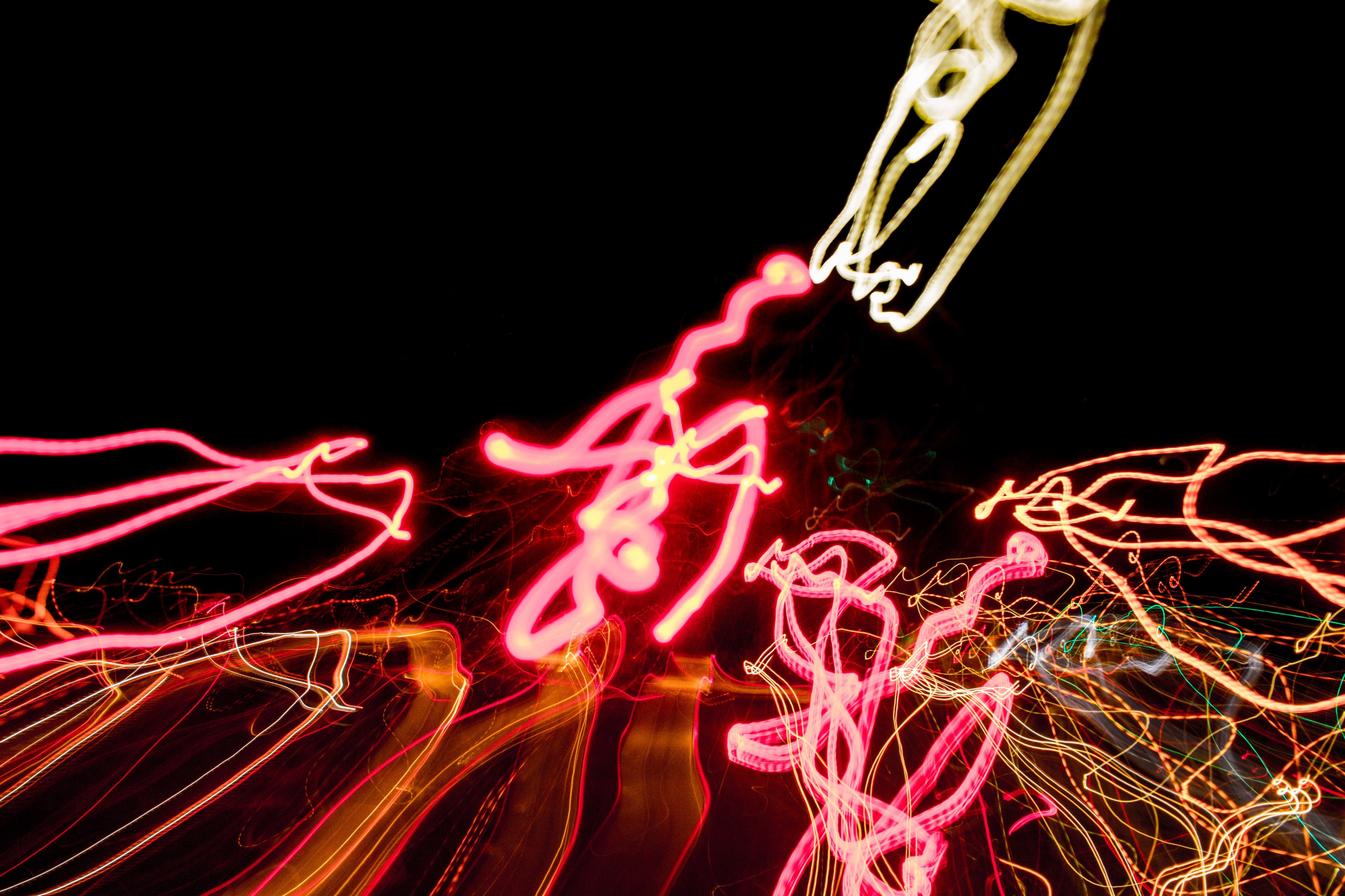 line night light painting and long exposure 4k, HD Wallpaper