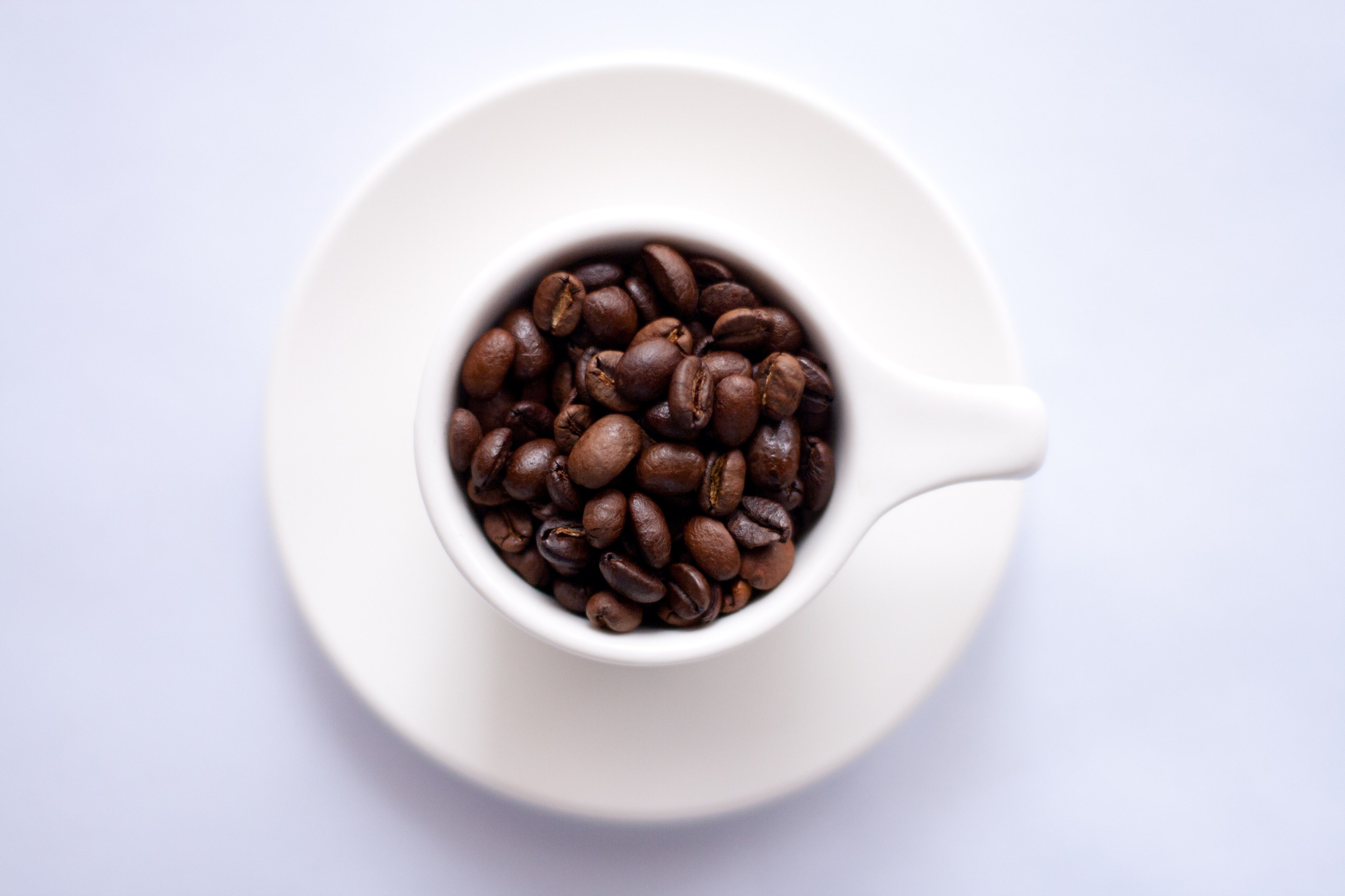 coffee bean coffee cup and saucer 4k, HD Wallpaper