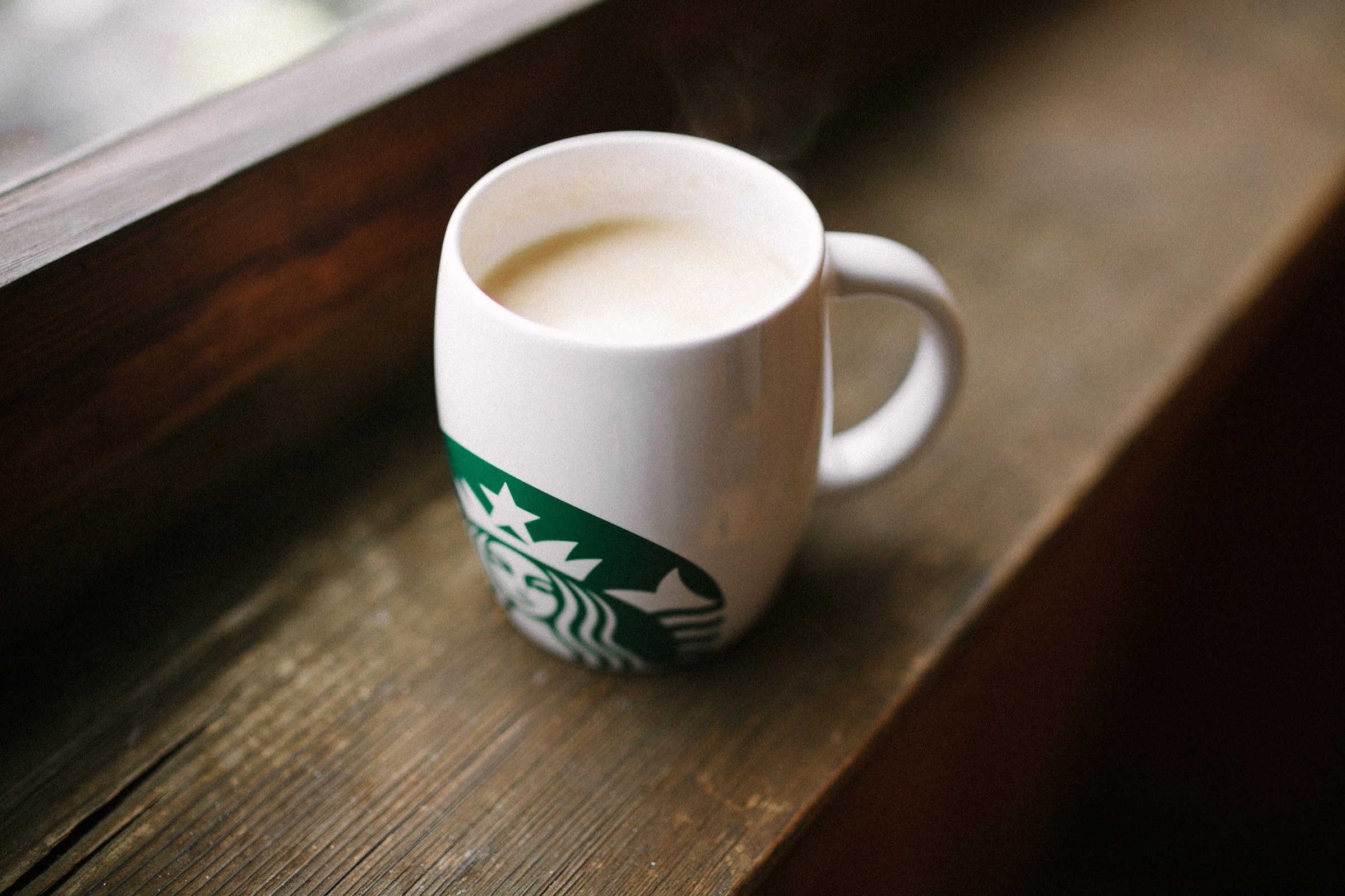 mug cup starbucks and window sill 4k, HD Wallpaper