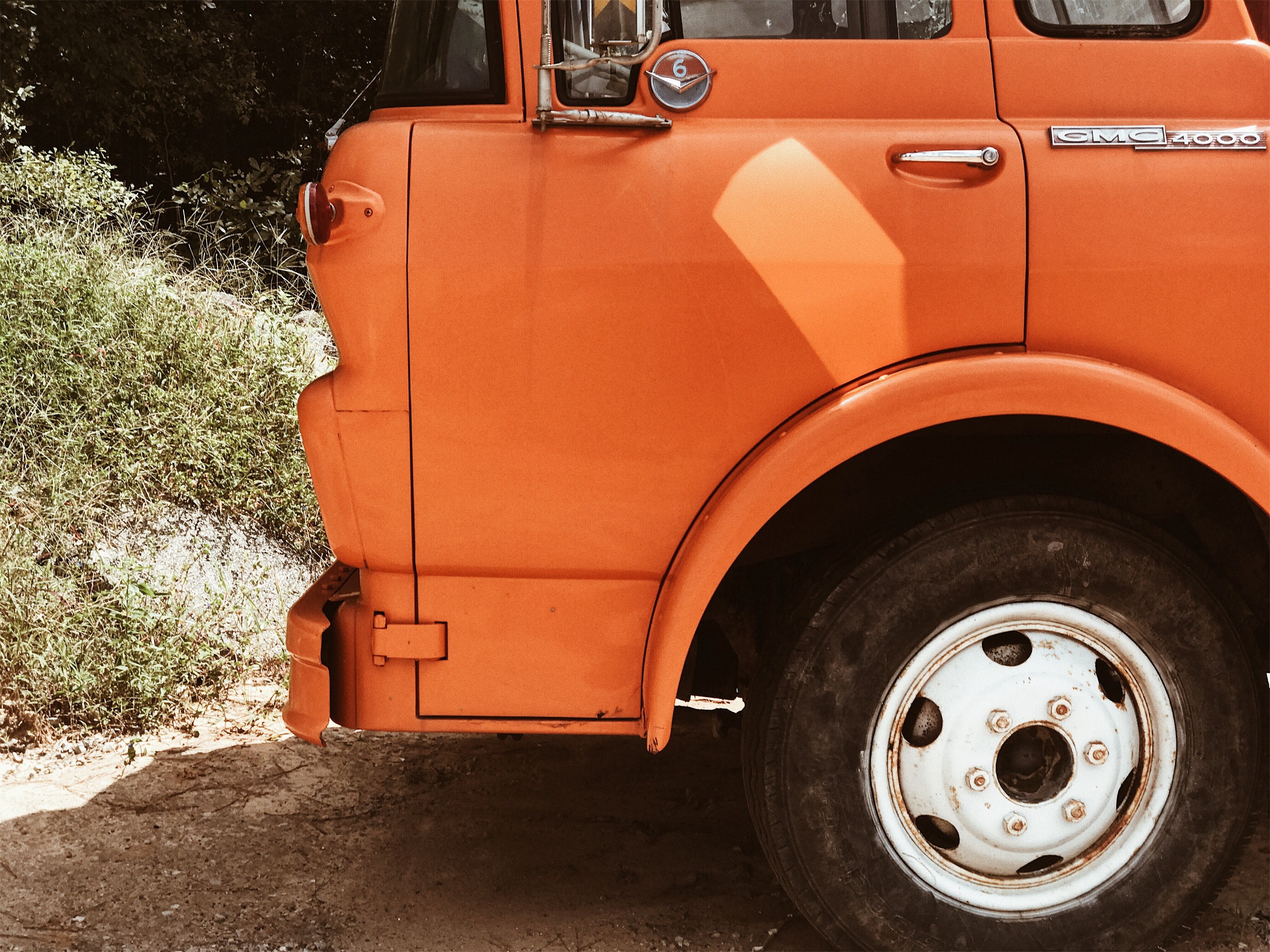 truck orange tyre and wheel 4k, HD Wallpaper